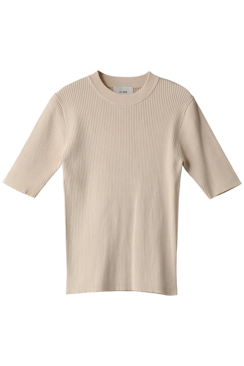 【クラネ/CLANE】のH/N HALF SLEEVE RIB KNIT TOPS/トップス インテリア・キッズ・メンズ・レディースファッション・服の通販 founy(ファニー) ファッション Fashion レディースファッション Fashion for Women トップス・カットソー Cut & Sew Tops ニット Knit Tops & Sweaters カジュアルプルオーバー・ニットトップス Pullovers & Knit Tops / Casual Pullovers インナー Innerwear シンプル Simple, Minimal フィット Fit, Slim Fit 半袖 Short Sleeve, Half Sleeve IVORY|ID: prp329100003907543 ipo3291000000032950112