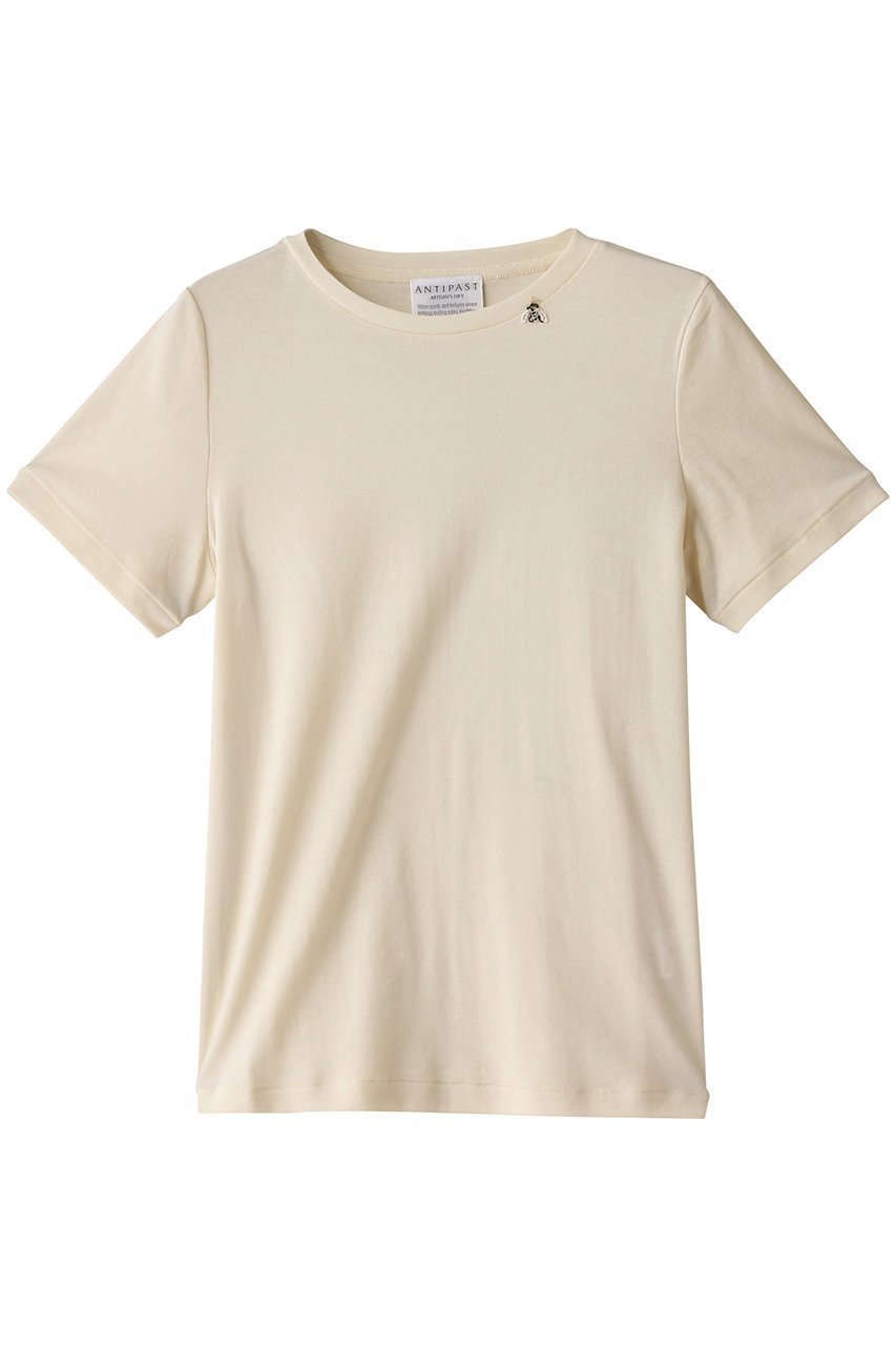 【アンティパスト/ANTIPAST】のコットンフライスTシャツ インテリア・キッズ・メンズ・レディースファッション・服の通販 founy(ファニー) 　ファッション　Fashion　レディースファッション　Fashion for Women　トップス・カットソー　Cut & Sew Tops　シャツ・ブラウス・オフィスカジュアル　Elegant Blouses & Button-Ups　ロングTシャツ・Tシャツ　Longline T-Shirts & Tees　カットソー・ベーシックTシャツ　Cut-and-Sewn Tops / Stretch Tees & Basics　ショート　Short, Short Length　スリーブ　Sleeve, Long Sleeve / Short Sleeve　ワンポイント　One Point, Statement Accent　アイボリー|ID: prp329100003908578 ipo3291000000032837465
