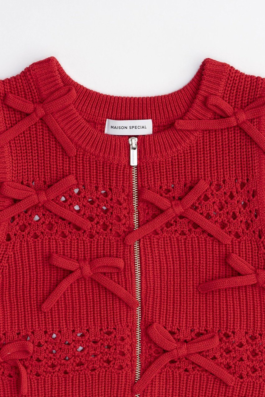 【メゾンスペシャル/MAISON SPECIAL】のSo Many Ribbons Vest/メニーメニーリボンベスト 人気、トレンドファッション・服の通販 founy(ファニー) 　ファッション　Fashion　レディースファッション　WOMEN　アウター　Coat Outerwear　トップス・カットソー　Tops/Tshirt　キャミソール / ノースリーブ　No Sleeves　シャツ/ブラウス　Shirts/Blouses　ベスト/ジレ　Gilets/Vests　アクリル　Acrylic　タンク　Tank　トレンド　Trend　ノースリーブ　No Sleeve　ベスト　Vest　ボーダー　Border　ランダム　Random　リボン　Ribbon　ロング　Long　other-2|ID: prp329100003909932 ipo3291000000031464747