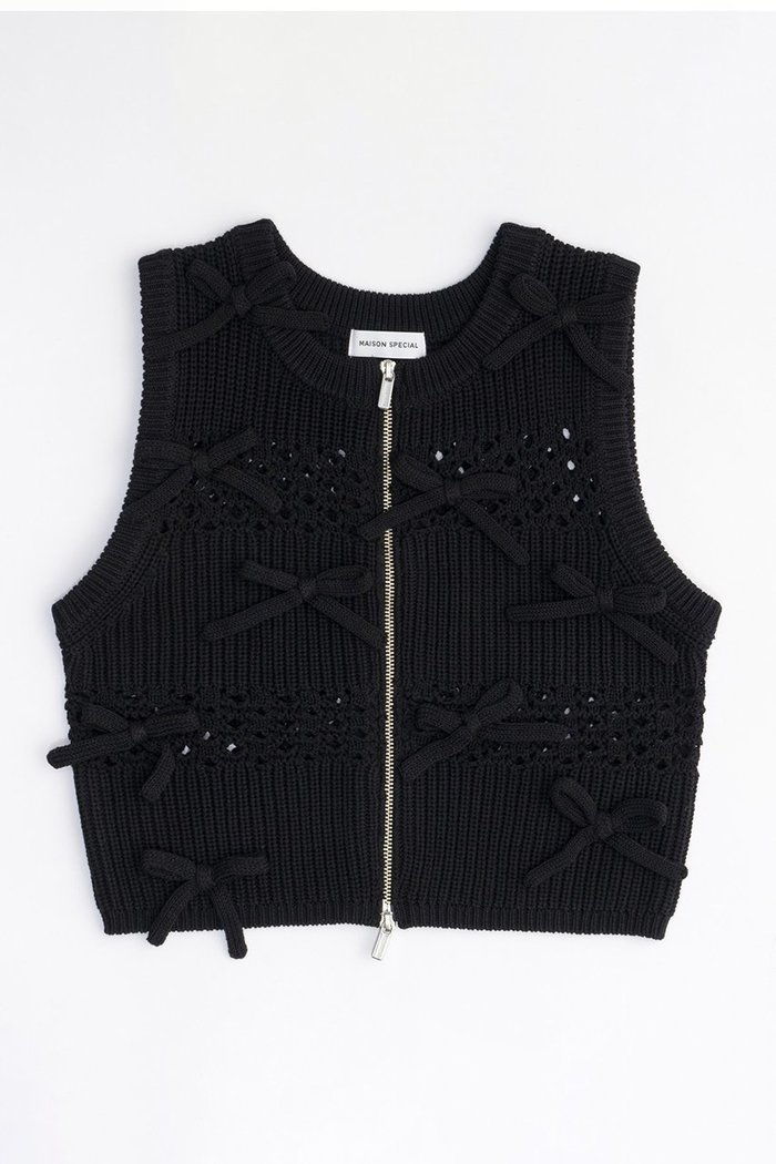【メゾンスペシャル/MAISON SPECIAL】のSo Many Ribbons Vest/メニーメニーリボンベスト インテリア・キッズ・メンズ・レディースファッション・服の通販 founy(ファニー) https://founy.com/ ファッション Fashion レディースファッション Fashion for Women アウター Coat / Outerwear Collection トップス・カットソー Cut & Sew Tops キャミソール&ノースリーブ Camisoles & Sleeveless Tops シャツ・ブラウス・オフィスカジュアル Elegant Blouses & Button-Ups ベスト&ジレ / 重ね着スタイル Vests & Gilets アクリル Acrylic Material タンク Tank Top, Sleeveless Top トレンド Trend, Trending Now ノースリーブ Sleeveless, No-Sleeve ベスト Vest, Waistcoat ボーダー Border, Stripe ランダム Random, Irregular リボン Ribbon, Bow ロング Long, Long-Length |ID: prp329100003909932 ipo3291000000032910340