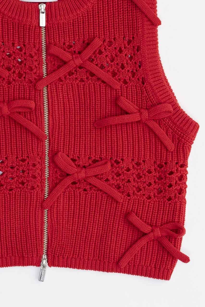 【メゾンスペシャル/MAISON SPECIAL】のSo Many Ribbons Vest/メニーメニーリボンベスト 人気、トレンドファッション・服の通販 founy(ファニー) 　ファッション　Fashion　レディースファッション　Fashion for Women　アウター　Coat / Outerwear Collection　トップス・カットソー　Cut & Sew Tops　キャミソール&ノースリーブ　Camisoles & Sleeveless Tops　シャツ・ブラウス・オフィスカジュアル　Elegant Blouses & Button-Ups　ベスト&ジレ / 重ね着スタイル　Vests & Gilets　アクリル　Acrylic Material　タンク　Tank Top, Sleeveless Top　トレンド　Trend, Trending Now　ノースリーブ　Sleeveless, No-Sleeve　ベスト　Vest, Waistcoat　ボーダー　Border, Stripe　ランダム　Random, Irregular　リボン　Ribbon, Bow　ロング　Long, Long-Length　other-3|ID: prp329100003909932 ipo3291000000032910355