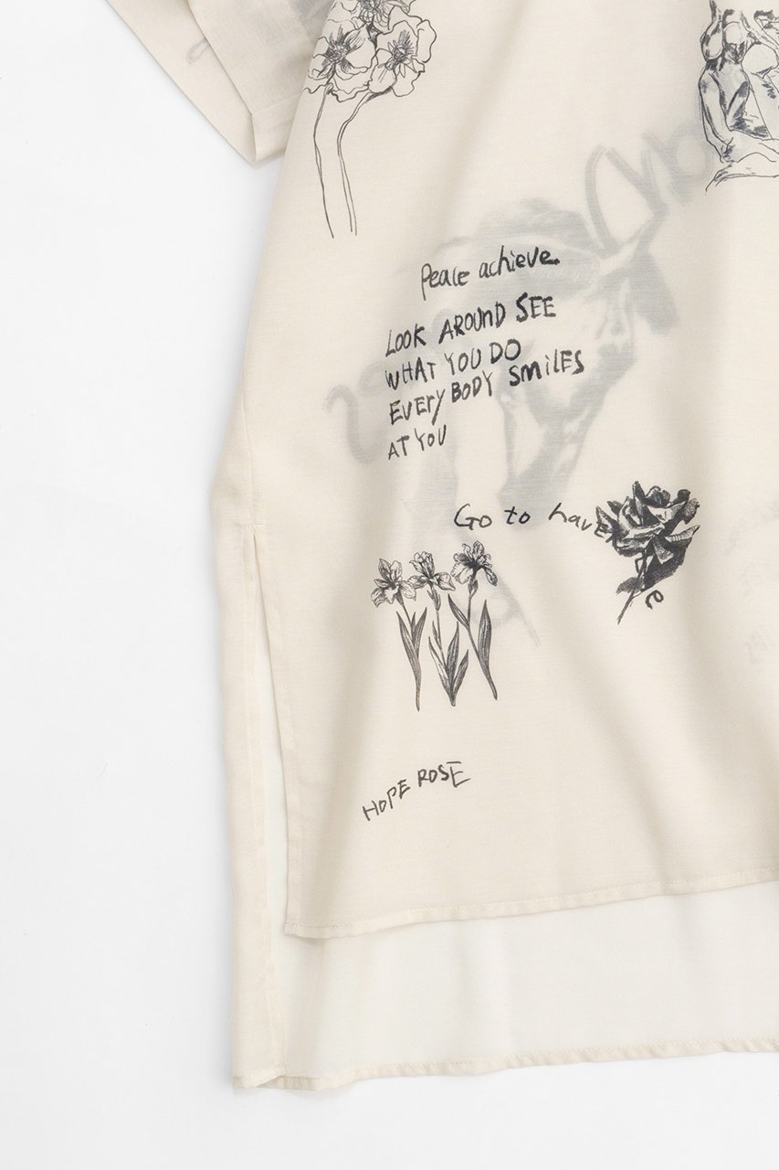 【メゾンスペシャル/MAISON SPECIAL】のDrawing Print T-shirt/ドローイングプリントシャツ 人気、トレンドファッション・服の通販 founy(ファニー) 　ファッション　Fashion　レディースファッション　Fashion for Women　トップス・カットソー　Cut & Sew Tops　キャミソール&ノースリーブ　Camisoles & Sleeveless Tops　シャツ・ブラウス・オフィスカジュアル　Elegant Blouses & Button-Ups　ロングTシャツ・Tシャツ　Longline T-Shirts & Tees　おすすめ　Recommended / Our Picks　セットアップ　Set-Up, Coordinated Outfit　ドレープ　Drape, Draping Fabric　ノースリーブ　Sleeveless, No-Sleeve　ルーズ　Loose, Oversized　夏　Summer　other-6|ID: prp329100003909933 ipo3291000000032908075