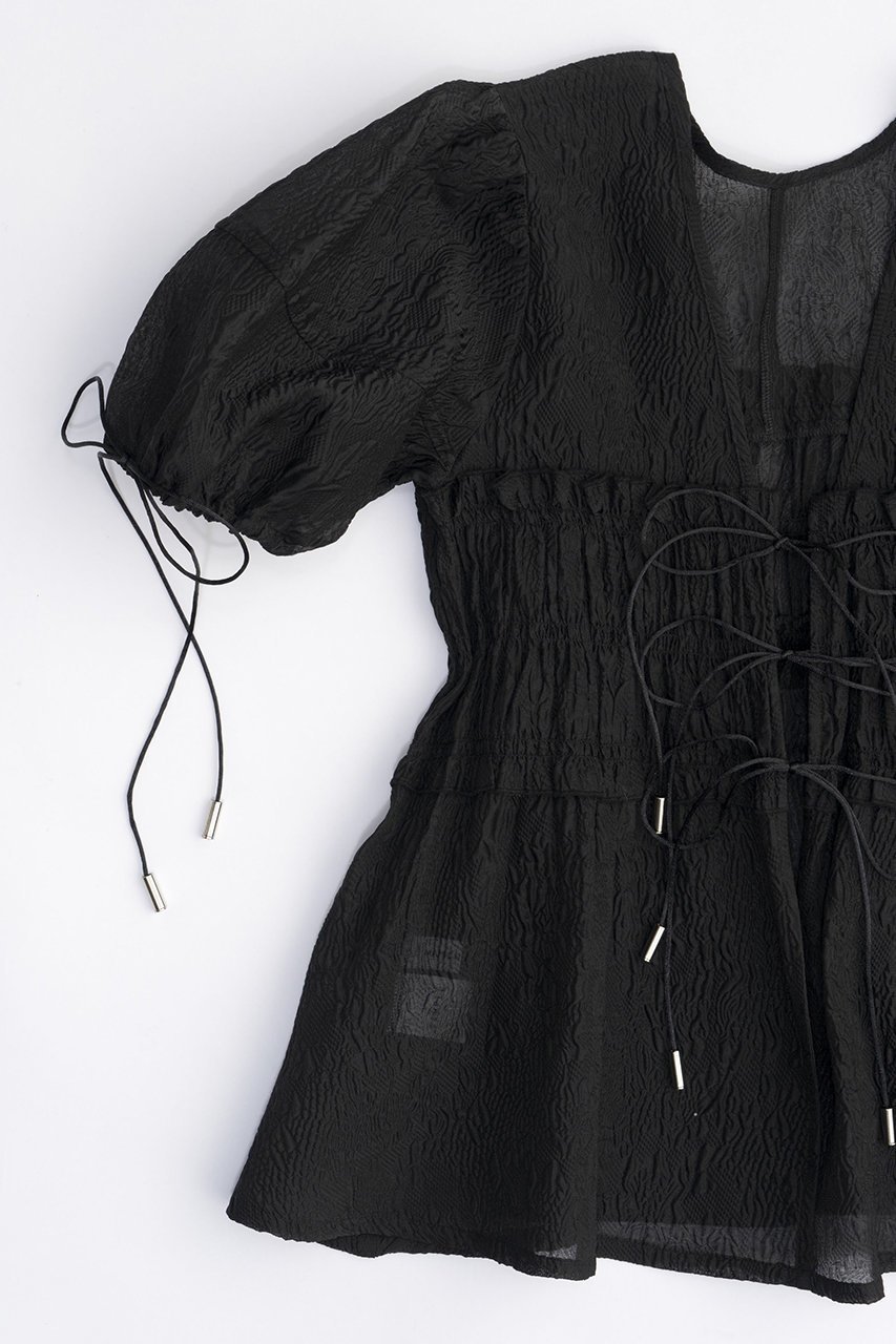 【メゾンスペシャル/MAISON SPECIAL】のSheer Jacquard 2way Puff Sleeve Tops/シアージャガード2WAYパフトップ 人気、トレンドファッション・服の通販 founy(ファニー) 　ファッション　Fashion　レディースファッション　Fashion for Women　トップス・カットソー　Cut & Sew Tops　シャツ・ブラウス・オフィスカジュアル　Elegant Blouses & Button-Ups　おすすめ　Recommended / Our Picks　ガーリー　Girly, Feminine Style　シアー　Sheer, See-Through　ショート　Short, Short Length　スリーブ　Sleeve, Long Sleeve / Short Sleeve　セットアップ　Set-Up, Coordinated Outfit　デニム　Denim, Jeans Material　other-4|ID: prp329100003909935 ipo3291000000032907249