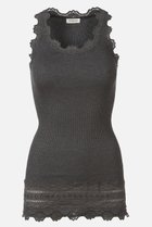 【ロサムンド/ROSEMUNDE】のレース付き タンクトップ(裾レース) シルクコットン ダークグレーメランジュ|ID: prp329100003909940 ipo3291000000036969008