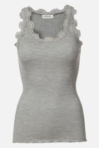 【ロサムンド/ROSEMUNDE】のレース付き タンクトップ シルクコットン ライトグレーメランジュ|ID: prp329100003909942 ipo3291000000036969056