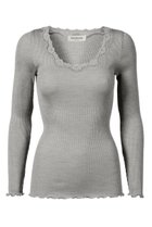 【ロサムンド/ROSEMUNDE】のレース付き プルオーバー シルクコットン ライトグレーメランジュ|ID: prp329100003909949 ipo3291000000035925854