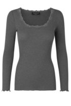 【ロサムンド/ROSEMUNDE】のレース付き プルオーバー シルクコットン ダークグレーメランジュ|ID: prp329100003909949 ipo3291000000036969018