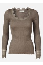 【ロサムンド/ROSEMUNDE】のレース付き プルオーバー(袖口レース) シルクコットン ブラウンメランジュ|ID: prp329100003909950 ipo3291000000036659164