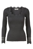 【ロサムンド/ROSEMUNDE】のレース付き プルオーバー(袖口レース) シルクコットン ダークグレーメランジュ|ID: prp329100003909950 ipo3291000000036969028