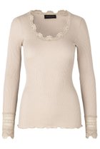 【ロサムンド/ROSEMUNDE】のレース付き プルオーバー(袖口レース) シルクコットン カカオ|ID: prp329100003909950 ipo3291000000036969032