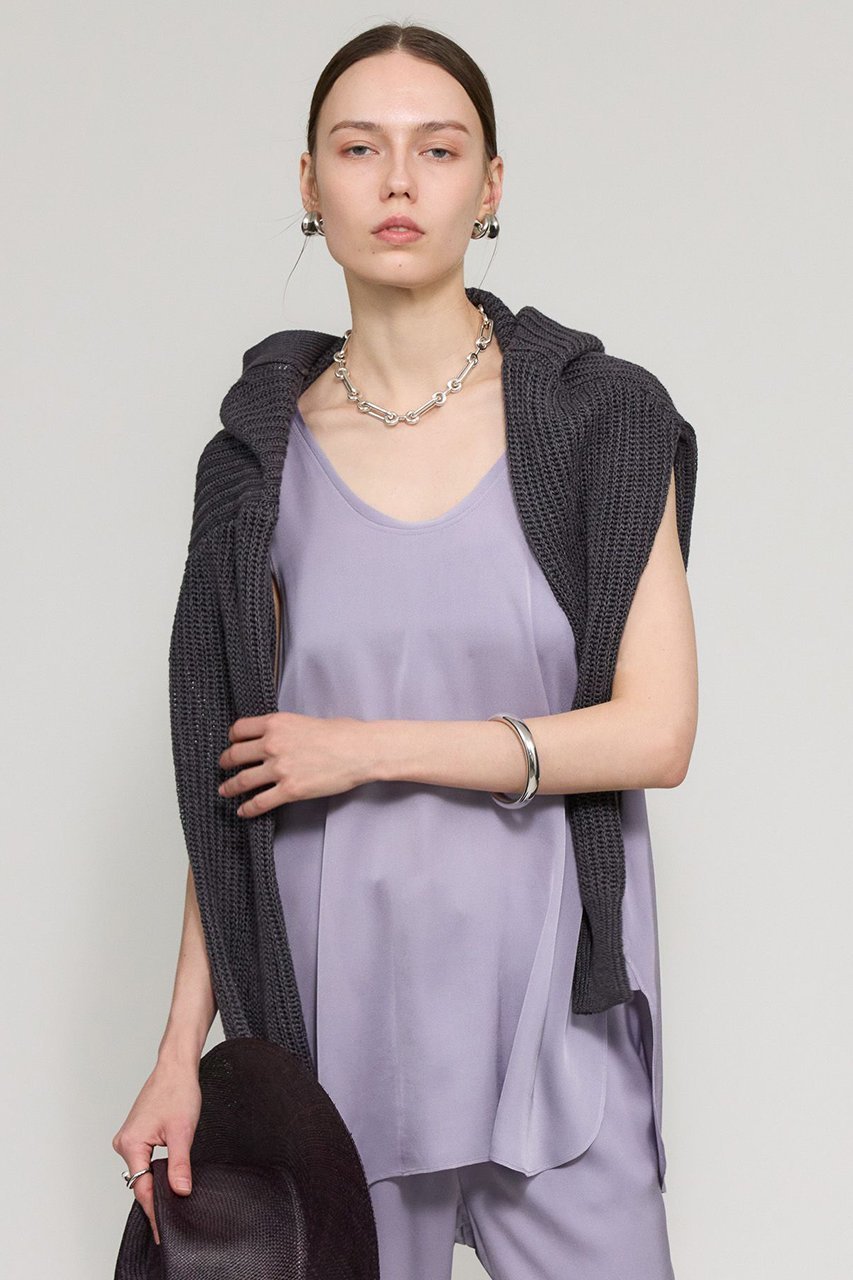 【カオス/Chaos】のシルシャーノースリーブ 人気、トレンドファッション・服の通販 founy(ファニー) 　ファッション　Fashion　レディースファッション　Fashion for Women　トップス・カットソー　Cut & Sew Tops　キャミソール&ノースリーブ　Camisoles & Sleeveless Tops　シャツ・ブラウス・オフィスカジュアル　Elegant Blouses & Button-Ups　サテン　Satin, Glossy Fabric　シンプル　Simple, Minimal　ジョーゼット　Georgette, Semi-Sheer Fabric　ストレッチ　Stretch, Stretchy Fabric　ノースリーブ　Sleeveless, No-Sleeve　フリル　Frill, Ruffle　エレガント 上品　Elegant　夏　Summer　other-7|ID: prp329100003915428 ipo3291000000032910062