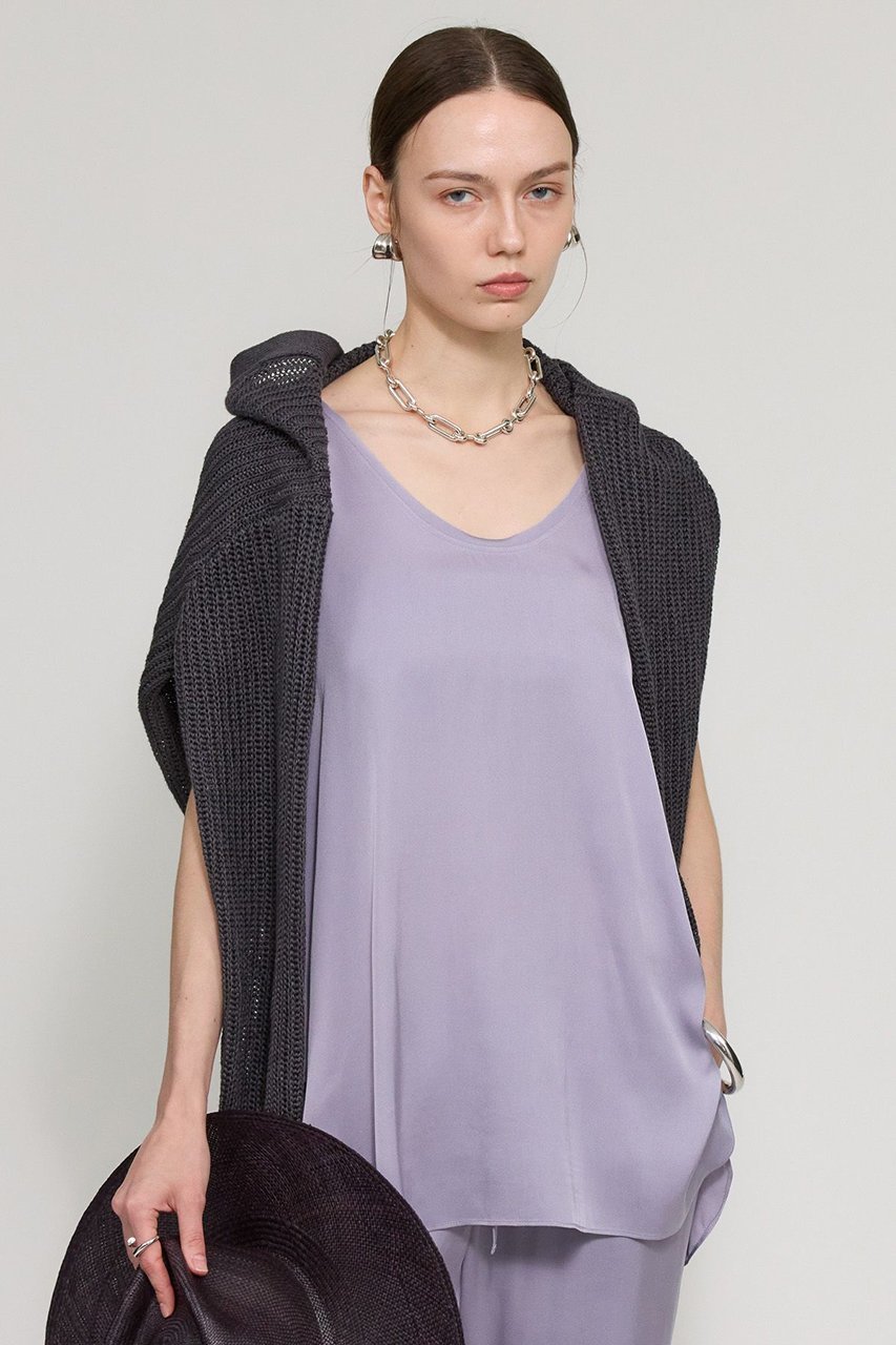 【カオス/Chaos】のシルシャーノースリーブ 人気、トレンドファッション・服の通販 founy(ファニー) 　ファッション　Fashion　レディースファッション　Fashion for Women　トップス・カットソー　Cut & Sew Tops　キャミソール&ノースリーブ　Camisoles & Sleeveless Tops　シャツ・ブラウス・オフィスカジュアル　Elegant Blouses & Button-Ups　サテン　Satin, Glossy Fabric　シンプル　Simple, Minimal　ジョーゼット　Georgette, Semi-Sheer Fabric　ストレッチ　Stretch, Stretchy Fabric　ノースリーブ　Sleeveless, No-Sleeve　フリル　Frill, Ruffle　エレガント 上品　Elegant　夏　Summer　other-8|ID: prp329100003915428 ipo3291000000032910064