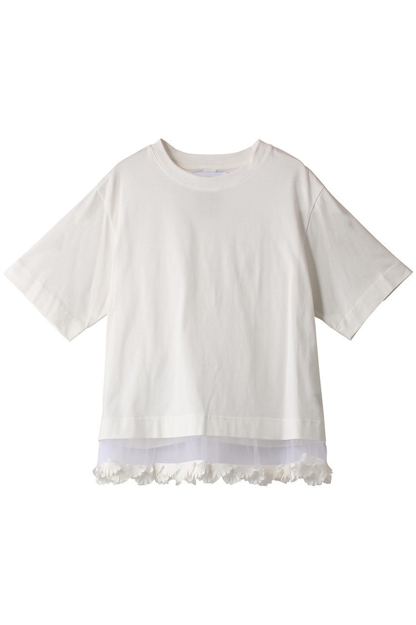 【ミュベール/MUVEIL】のフラワーパーツTシャツ 人気、トレンドファッション・服の通販 founy(ファニー) 　ファッション　Fashion　レディースファッション　WOMEN　トップス・カットソー　Tops/Tshirt　シャツ/ブラウス　Shirts/Blouses　ロング / Tシャツ　T-Shirts　カットソー　Cut and Sewn　なめらか　Smooth　カットソー　Cut And Sew　ショート　Short　スリーブ　Sleeve　フラワー　Flower　フリル　Frills　モチーフ　Motif　 other-1|ID: prp329100003915431 ipo3291000000029973770