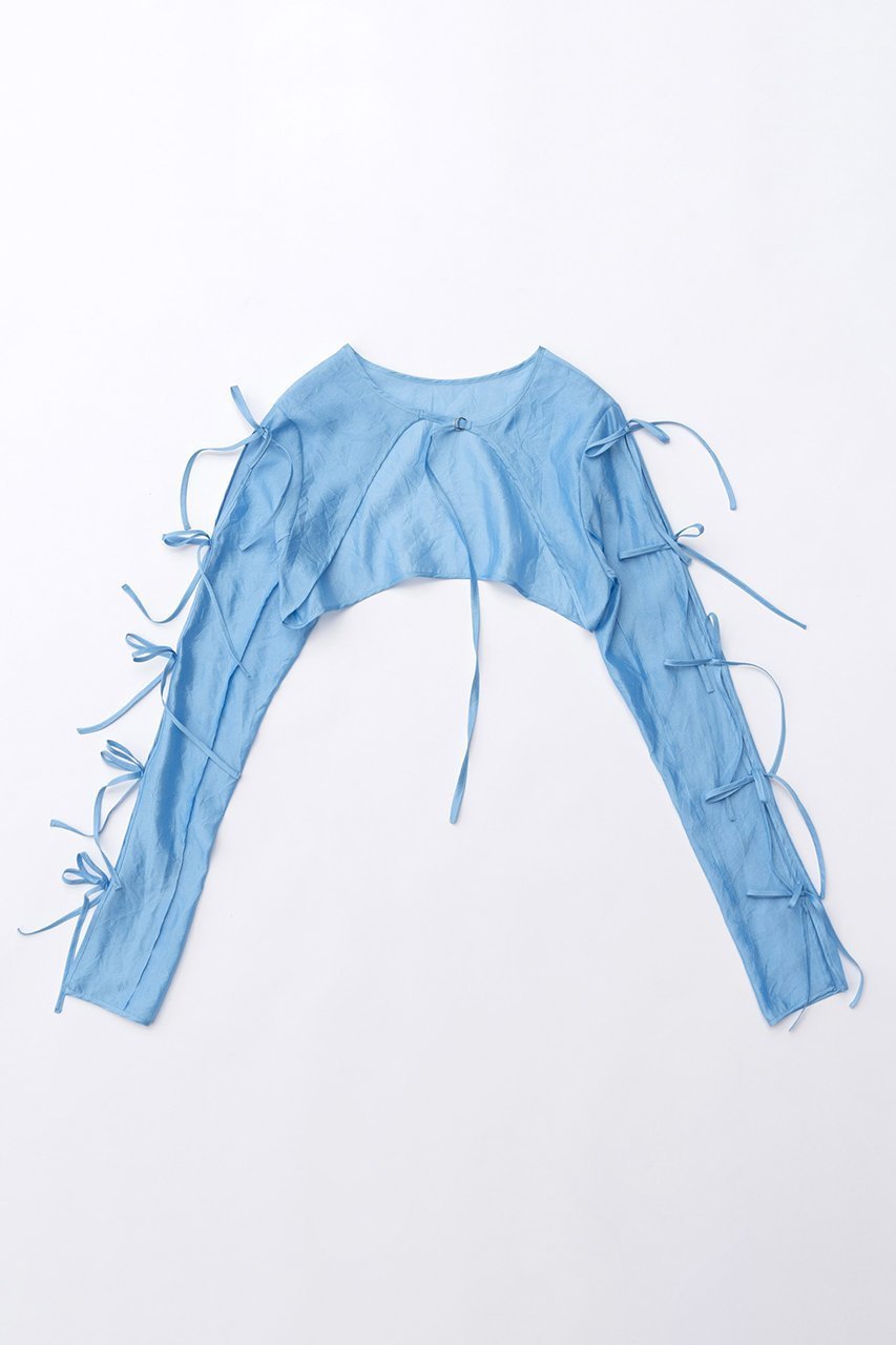 【メゾンスペシャル/MAISON SPECIAL】のRibbon Short Length Bolero/リボンショートボレロ インテリア・キッズ・メンズ・レディースファッション・服の通販 founy(ファニー) 　ファッション　Fashion　レディースファッション　Fashion for Women　アウター　Coat / Outerwear Collection　ボレロ・ショート丈ジャケット / ドレス羽織りに　Boleros & Short Jackets　トップス・カットソー　Cut & Sew Tops　シャツ・ブラウス・オフィスカジュアル　Elegant Blouses & Button-Ups　おすすめ　Recommended / Our Picks　エアリー　Airy Texture　キャミ　Camisole, Cami Top　ショート　Short, Short Length　スリーブ　Sleeve, Long Sleeve / Short Sleeve　タンク　Tank Top, Sleeveless Top　ボレロ　Bolero, Short Cardigan　リボン　Ribbon, Bow　夏　Summer　長袖　Long Sleeve, Full Sleeve　BLU(ブルー)|ID: prp329100003917311 ipo3291000000032910377