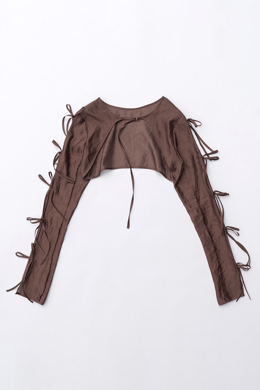 【メゾンスペシャル/MAISON SPECIAL】のRibbon Short Length Bolero/リボンショートボレロ インテリア・キッズ・メンズ・レディースファッション・服の通販 founy(ファニー) 　ファッション　Fashion　レディースファッション　Fashion for Women　アウター　Coat / Outerwear Collection　ボレロ・ショート丈ジャケット / ドレス羽織りに　Boleros & Short Jackets　トップス・カットソー　Cut & Sew Tops　シャツ・ブラウス・オフィスカジュアル　Elegant Blouses & Button-Ups　おすすめ　Recommended / Our Picks　エアリー　Airy Texture　キャミ　Camisole, Cami Top　ショート　Short, Short Length　スリーブ　Sleeve, Long Sleeve / Short Sleeve　タンク　Tank Top, Sleeveless Top　ボレロ　Bolero, Short Cardigan　リボン　Ribbon, Bow　夏　Summer　長袖　Long Sleeve, Full Sleeve　BRN(ブラウン)|ID: prp329100003917311 ipo3291000000032910380