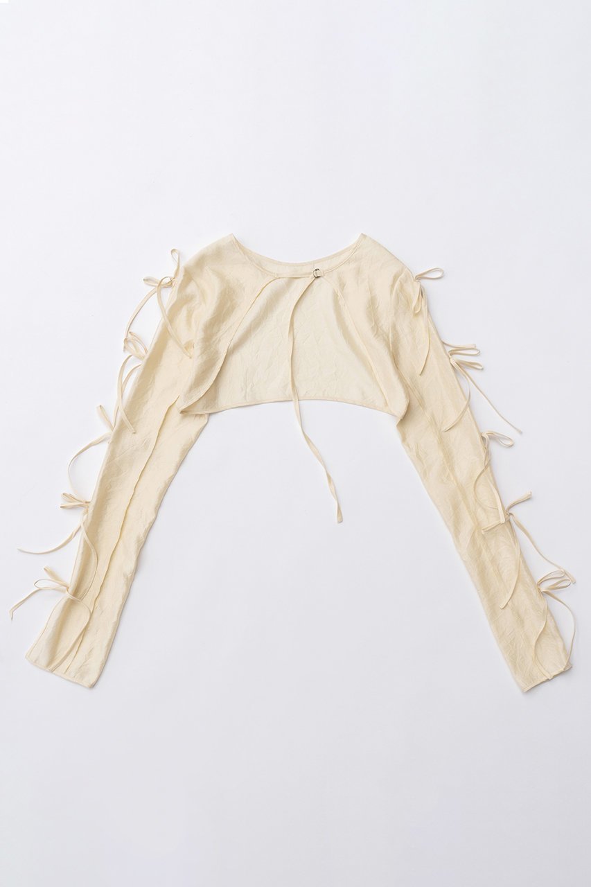 【メゾンスペシャル/MAISON SPECIAL】のRibbon Short Length Bolero/リボンショートボレロ インテリア・キッズ・メンズ・レディースファッション・服の通販 founy(ファニー) 　ファッション　Fashion　レディースファッション　Fashion for Women　アウター　Coat / Outerwear Collection　ボレロ・ショート丈ジャケット / ドレス羽織りに　Boleros & Short Jackets　トップス・カットソー　Cut & Sew Tops　シャツ・ブラウス・オフィスカジュアル　Elegant Blouses & Button-Ups　おすすめ　Recommended / Our Picks　エアリー　Airy Texture　キャミ　Camisole, Cami Top　ショート　Short, Short Length　スリーブ　Sleeve, Long Sleeve / Short Sleeve　タンク　Tank Top, Sleeveless Top　ボレロ　Bolero, Short Cardigan　リボン　Ribbon, Bow　夏　Summer　長袖　Long Sleeve, Full Sleeve　IVR(アイボリー)|ID: prp329100003917311 ipo3291000000032910383