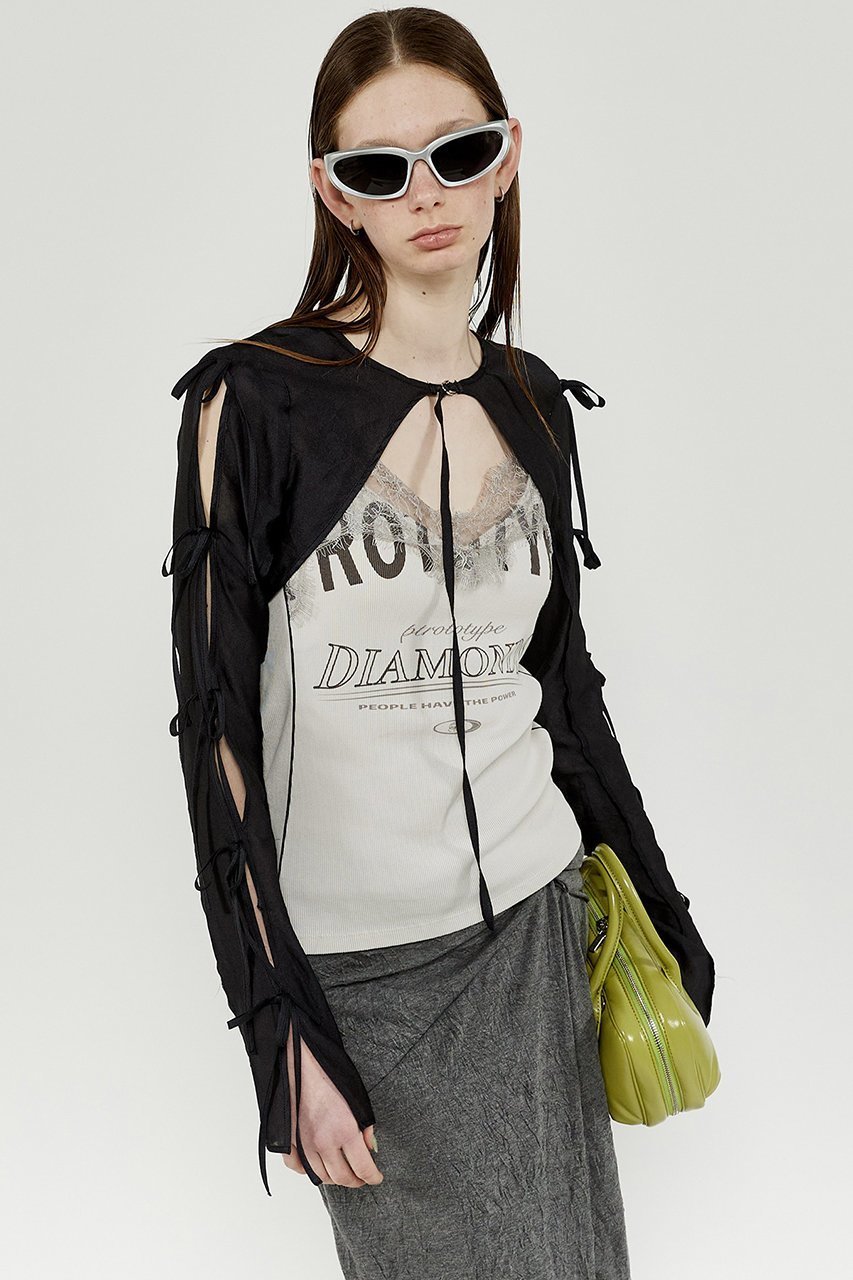 【メゾンスペシャル/MAISON SPECIAL】のRibbon Short Length Bolero/リボンショートボレロ 人気、トレンドファッション・服の通販 founy(ファニー) 　ファッション　Fashion　レディースファッション　Fashion for Women　アウター　Coat / Outerwear Collection　ボレロ・ショート丈ジャケット / ドレス羽織りに　Boleros & Short Jackets　トップス・カットソー　Cut & Sew Tops　シャツ・ブラウス・オフィスカジュアル　Elegant Blouses & Button-Ups　おすすめ　Recommended / Our Picks　エアリー　Airy Texture　キャミ　Camisole, Cami Top　ショート　Short, Short Length　スリーブ　Sleeve, Long Sleeve / Short Sleeve　タンク　Tank Top, Sleeveless Top　ボレロ　Bolero, Short Cardigan　リボン　Ribbon, Bow　夏　Summer　長袖　Long Sleeve, Full Sleeve　other-4|ID: prp329100003917311 ipo3291000000032910392