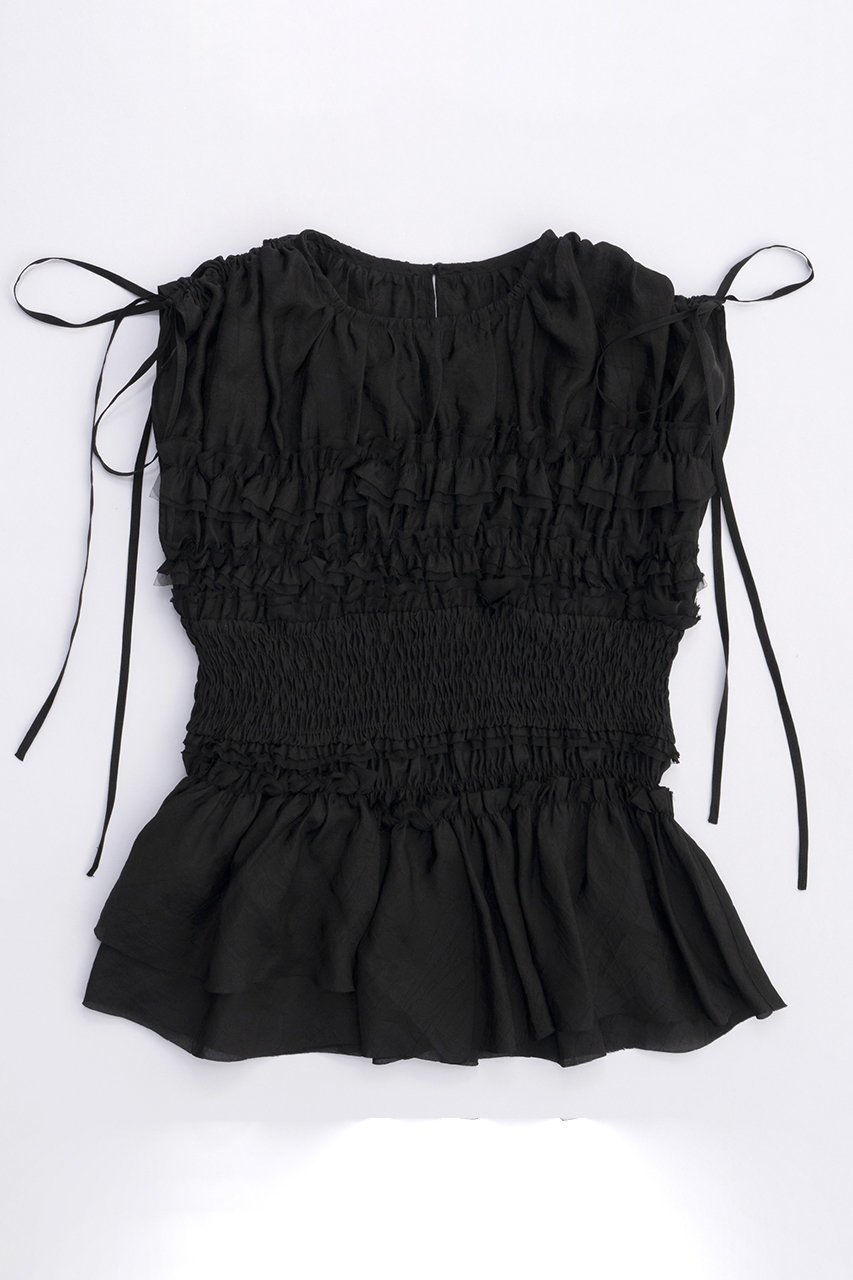 【メゾンスペシャル/MAISON SPECIAL】のShirring Frills Top/シャーリングフリルトップ 人気、トレンドファッション・服の通販 founy(ファニー) 　ファッション　Fashion　レディースファッション　Fashion for Women　トップス・カットソー　Cut & Sew Tops　キャミソール&ノースリーブ　Camisoles & Sleeveless Tops　シャツ・ブラウス・オフィスカジュアル　Elegant Blouses & Button-Ups　サテン　Satin, Glossy Fabric　シフォン　Chiffon, Lightweight Fabric　シャーリング　Shirring, Ruched　トレンド　Trend, Trending Now　ノースリーブ　Sleeveless, No-Sleeve　バランス　Balance, Style Balance　フリル　Frill, Ruffle　夏　Summer　 other-1|ID: prp329100003917313 ipo3291000000032908330