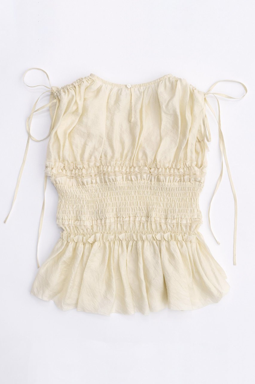 【メゾンスペシャル/MAISON SPECIAL】のShirring Frills Top/シャーリングフリルトップ 人気、トレンドファッション・服の通販 founy(ファニー) 　ファッション　Fashion　レディースファッション　Fashion for Women　トップス・カットソー　Cut & Sew Tops　キャミソール&ノースリーブ　Camisoles & Sleeveless Tops　シャツ・ブラウス・オフィスカジュアル　Elegant Blouses & Button-Ups　サテン　Satin, Glossy Fabric　シフォン　Chiffon, Lightweight Fabric　シャーリング　Shirring, Ruched　トレンド　Trend, Trending Now　ノースリーブ　Sleeveless, No-Sleeve　バランス　Balance, Style Balance　フリル　Frill, Ruffle　夏　Summer　other-4|ID: prp329100003917313 ipo3291000000032908344