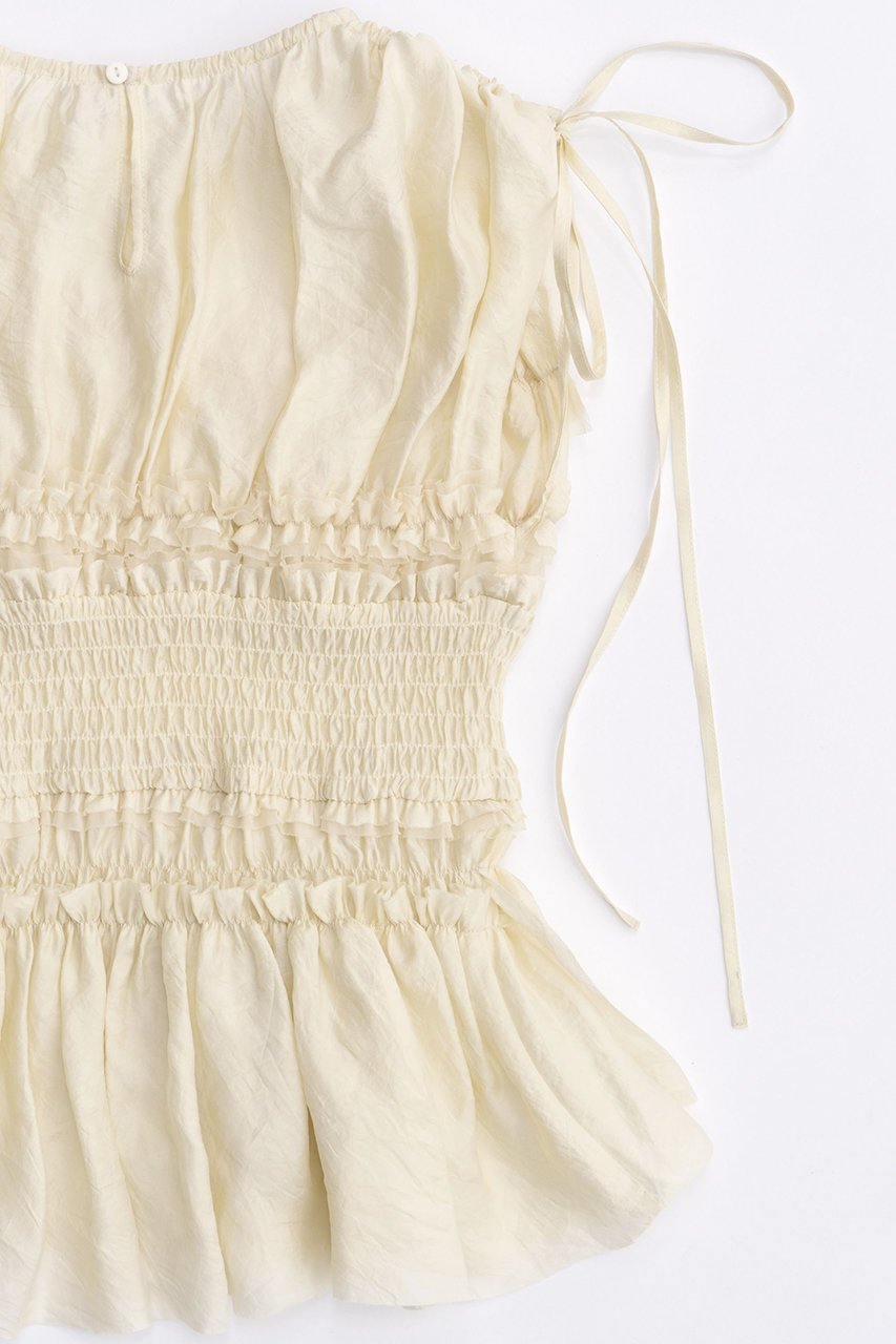 【メゾンスペシャル/MAISON SPECIAL】のShirring Frills Top/シャーリングフリルトップ 人気、トレンドファッション・服の通販 founy(ファニー) 　ファッション　Fashion　レディースファッション　Fashion for Women　トップス・カットソー　Cut & Sew Tops　キャミソール&ノースリーブ　Camisoles & Sleeveless Tops　シャツ・ブラウス・オフィスカジュアル　Elegant Blouses & Button-Ups　サテン　Satin, Glossy Fabric　シフォン　Chiffon, Lightweight Fabric　シャーリング　Shirring, Ruched　トレンド　Trend, Trending Now　ノースリーブ　Sleeveless, No-Sleeve　バランス　Balance, Style Balance　フリル　Frill, Ruffle　夏　Summer　other-6|ID: prp329100003917313 ipo3291000000032908351