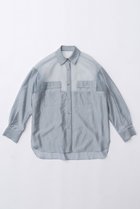 【メゾンスペシャル/MAISON SPECIAL】のTulle Docking Sheer Oversized Shirt/チュールドッキングシアーオーバーシャツ BLU(ブルー)|ID:prp329100003917314