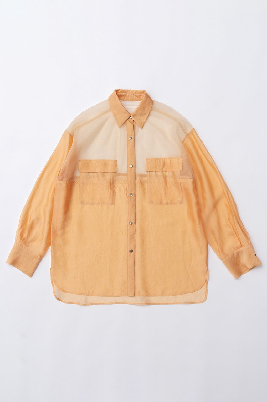 【メゾンスペシャル/MAISON SPECIAL】のTulle Docking Sheer Oversized Shirt/チュールドッキングシアーオーバーシャツ インテリア・キッズ・メンズ・レディースファッション・服の通販 founy(ファニー) 　ファッション　Fashion　レディースファッション　Fashion for Women　トップス・カットソー　Cut & Sew Tops　シャツ・ブラウス・オフィスカジュアル　Elegant Blouses & Button-Ups　おすすめ　Recommended / Our Picks　インナー　Innerwear　キャミソール　Camisole, Spaghetti Strap Top　コンビ　Combo, Combination Style　シアー　Sheer, See-Through　スリーブ　Sleeve, Long Sleeve / Short Sleeve　チュール　Tulip, Tulip Motif　ドッキング　Docking, Mixed Material　ロング　Long, Long-Length　エレガント 上品　Elegant　夏　Summer　旅行　Travel　羽織　Haori, Light Jacket　ORG(オレンジ)|ID: prp329100003917314 ipo3291000000032911166