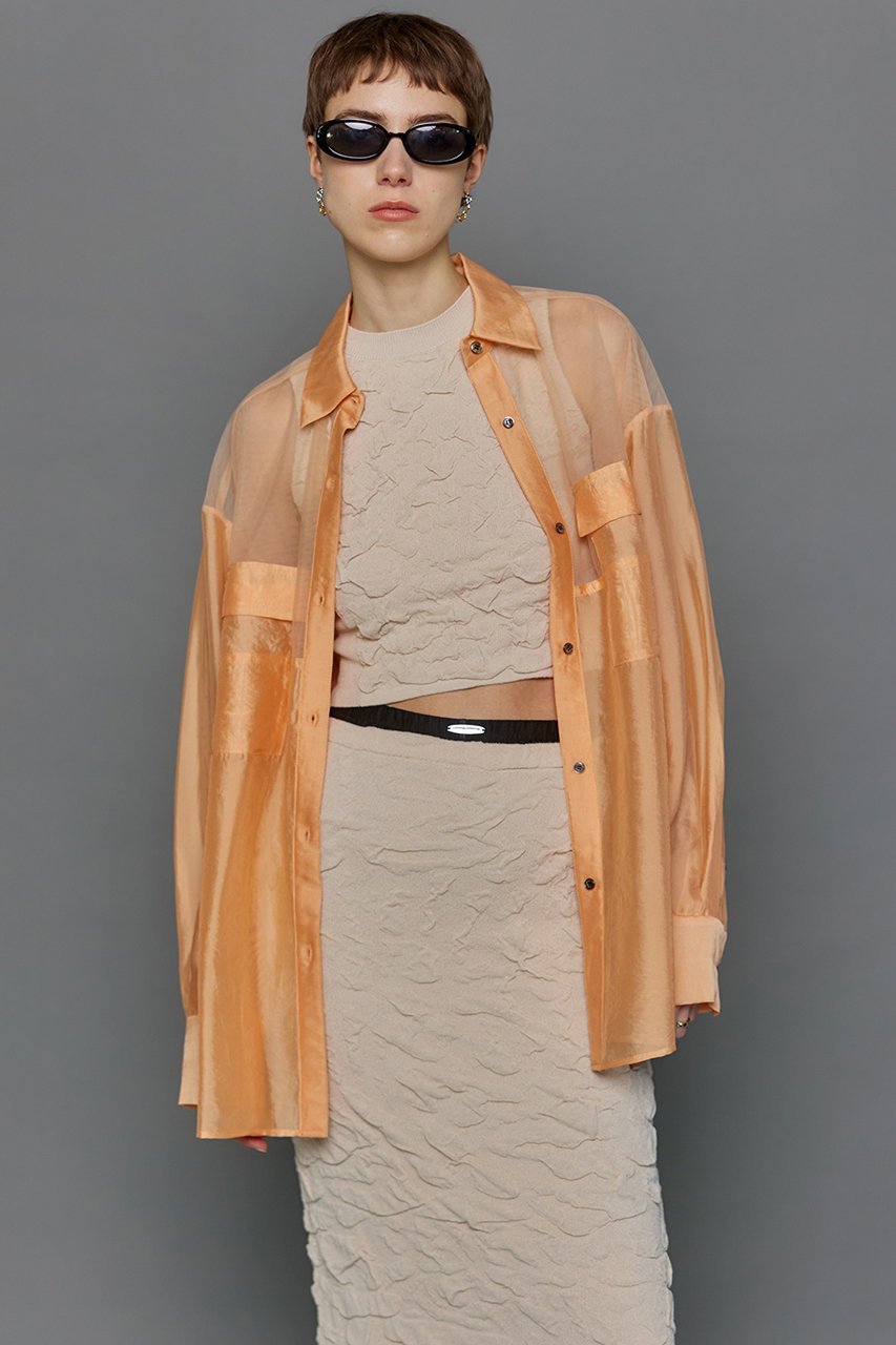 【メゾンスペシャル/MAISON SPECIAL】のTulle Docking Sheer Oversized Shirt/チュールドッキングシアーオーバーシャツ 人気、トレンドファッション・服の通販 founy(ファニー) 　ファッション　Fashion　レディースファッション　Fashion for Women　トップス・カットソー　Cut & Sew Tops　シャツ・ブラウス・オフィスカジュアル　Elegant Blouses & Button-Ups　おすすめ　Recommended / Our Picks　インナー　Innerwear　キャミソール　Camisole, Spaghetti Strap Top　コンビ　Combo, Combination Style　シアー　Sheer, See-Through　スリーブ　Sleeve, Long Sleeve / Short Sleeve　チュール　Tulip, Tulip Motif　ドッキング　Docking, Mixed Material　ロング　Long, Long-Length　エレガント 上品　Elegant　夏　Summer　旅行　Travel　羽織　Haori, Light Jacket　other-2|ID: prp329100003917314 ipo3291000000032911169