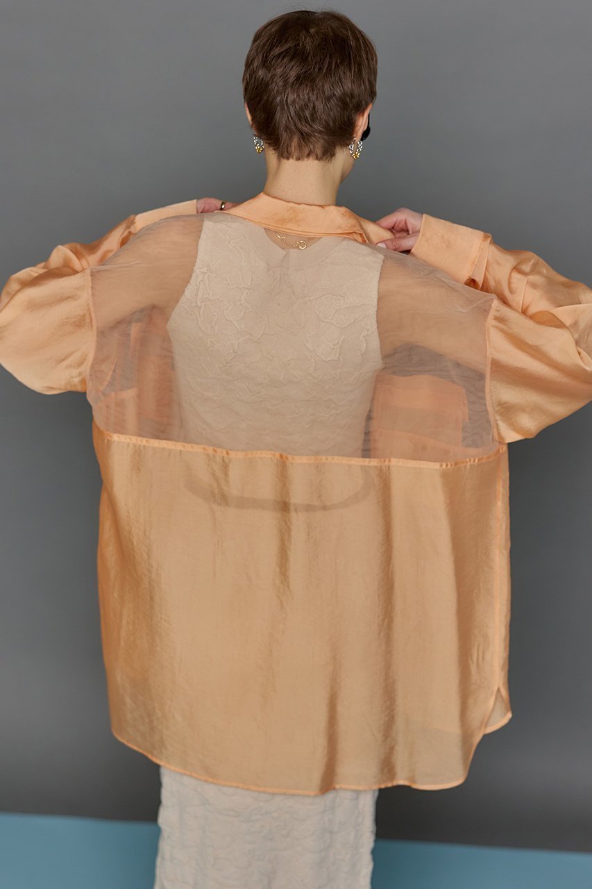 【メゾンスペシャル/MAISON SPECIAL】のTulle Docking Sheer Oversized Shirt/チュールドッキングシアーオーバーシャツ 人気、トレンドファッション・服の通販 founy(ファニー) 　ファッション　Fashion　レディースファッション　Fashion for Women　トップス・カットソー　Cut & Sew Tops　シャツ・ブラウス・オフィスカジュアル　Elegant Blouses & Button-Ups　おすすめ　Recommended / Our Picks　インナー　Innerwear　キャミソール　Camisole, Spaghetti Strap Top　コンビ　Combo, Combination Style　シアー　Sheer, See-Through　スリーブ　Sleeve, Long Sleeve / Short Sleeve　チュール　Tulip, Tulip Motif　ドッキング　Docking, Mixed Material　ロング　Long, Long-Length　エレガント 上品　Elegant　夏　Summer　旅行　Travel　羽織　Haori, Light Jacket　other-3|ID: prp329100003917314 ipo3291000000032911172