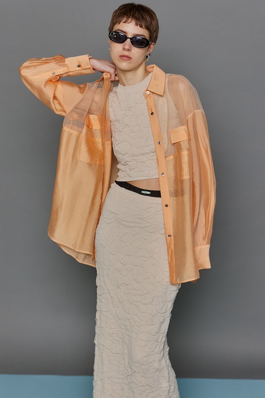 【メゾンスペシャル/MAISON SPECIAL】のTulle Docking Sheer Oversized Shirt/チュールドッキングシアーオーバーシャツ 人気、トレンドファッション・服の通販 founy(ファニー) 　ファッション　Fashion　レディースファッション　Fashion for Women　トップス・カットソー　Cut & Sew Tops　シャツ・ブラウス・オフィスカジュアル　Elegant Blouses & Button-Ups　おすすめ　Recommended / Our Picks　インナー　Innerwear　キャミソール　Camisole, Spaghetti Strap Top　コンビ　Combo, Combination Style　シアー　Sheer, See-Through　スリーブ　Sleeve, Long Sleeve / Short Sleeve　チュール　Tulip, Tulip Motif　ドッキング　Docking, Mixed Material　ロング　Long, Long-Length　エレガント 上品　Elegant　夏　Summer　旅行　Travel　羽織　Haori, Light Jacket　other-4|ID: prp329100003917314 ipo3291000000032911175