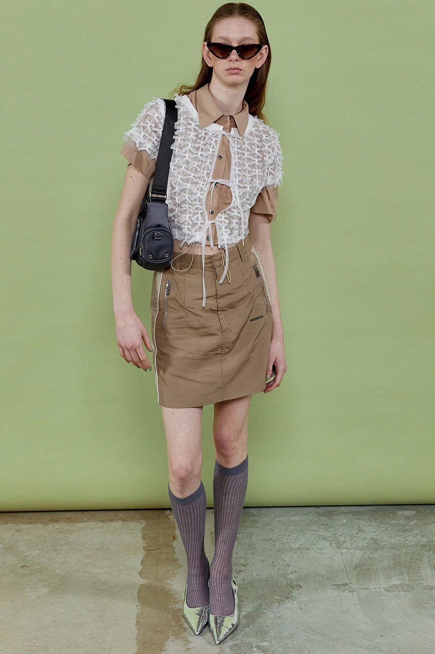 【メゾンスペシャル/MAISON SPECIAL】の2way Tulle Ribbon Tops/2WAYチュールリボントップス 人気、トレンドファッション・服の通販 founy(ファニー) 　ファッション　Fashion　レディースファッション　WOMEN　トップス・カットソー　Tops/Tshirt　シャツ/ブラウス　Shirts/Blouses　コンパクト　Compact　ショート　Short　スリーブ　Sleeve　チュール　Tulle　デニム　Denim　ドッキング　Docking　無地　Plain Color　other-7|ID: prp329100003917315 ipo3291000000031463689