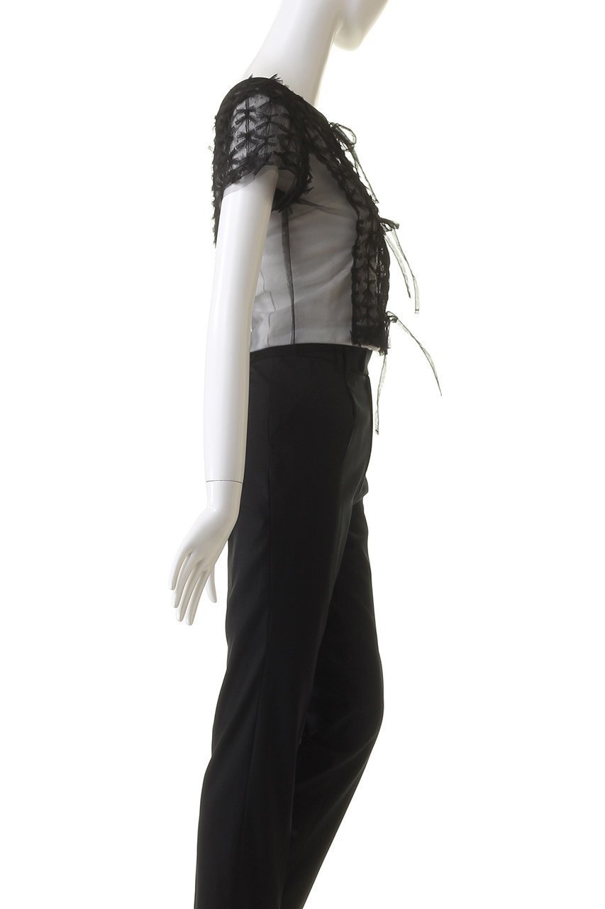 【メゾンスペシャル/MAISON SPECIAL】の2way Tulle Ribbon Tops/2WAYチュールリボントップス 人気、トレンドファッション・服の通販 founy(ファニー) 　ファッション　Fashion　レディースファッション　Fashion for Women　トップス・カットソー　Cut & Sew Tops　シャツ・ブラウス・オフィスカジュアル　Elegant Blouses & Button-Ups　コンパクト　Compact, Small Size　ショート　Short, Short Length　スリーブ　Sleeve, Long Sleeve / Short Sleeve　チュール　Tulip, Tulip Motif　デニム　Denim, Jeans Material　ドッキング　Docking, Mixed Material　無地　Plain, Solid Color　other-3|ID: prp329100003917315 ipo3291000000032908371