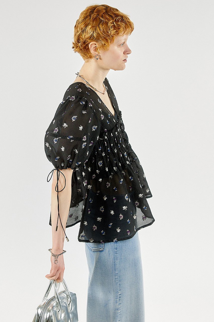 【メゾンスペシャル/MAISON SPECIAL】のFlower Jacquard 2way Puff Sleeve Tops/フラワージャガード2WAYパフトップ 人気、トレンドファッション・服の通販 founy(ファニー) 　ファッション　Fashion　レディースファッション　WOMEN　トップス・カットソー　Tops/Tshirt　シャツ/ブラウス　Shirts/Blouses　おすすめ　Recommend　ガーリー　Girly　シアー　Sheer　ショート　Short　スリーブ　Sleeve　セットアップ　Set Up　デニム　Denim　other-3|ID: prp329100003917316 ipo3291000000031463695