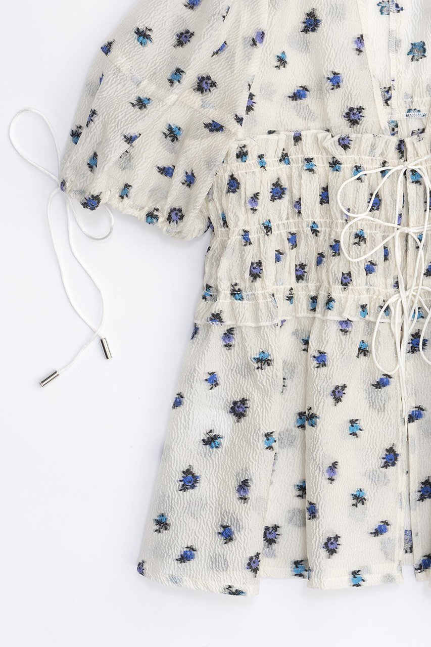【メゾンスペシャル/MAISON SPECIAL】のFlower Jacquard 2way Puff Sleeve Tops/フラワージャガード2WAYパフトップ 人気、トレンドファッション・服の通販 founy(ファニー) 　ファッション　Fashion　レディースファッション　Fashion for Women　トップス・カットソー　Cut & Sew Tops　シャツ・ブラウス・オフィスカジュアル　Elegant Blouses & Button-Ups　おすすめ　Recommended / Our Picks　ガーリー　Girly, Feminine Style　シアー　Sheer, See-Through　ショート　Short, Short Length　スリーブ　Sleeve, Long Sleeve / Short Sleeve　セットアップ　Set-Up, Coordinated Outfit　デニム　Denim, Jeans Material　other-6|ID: prp329100003917316 ipo3291000000032905435