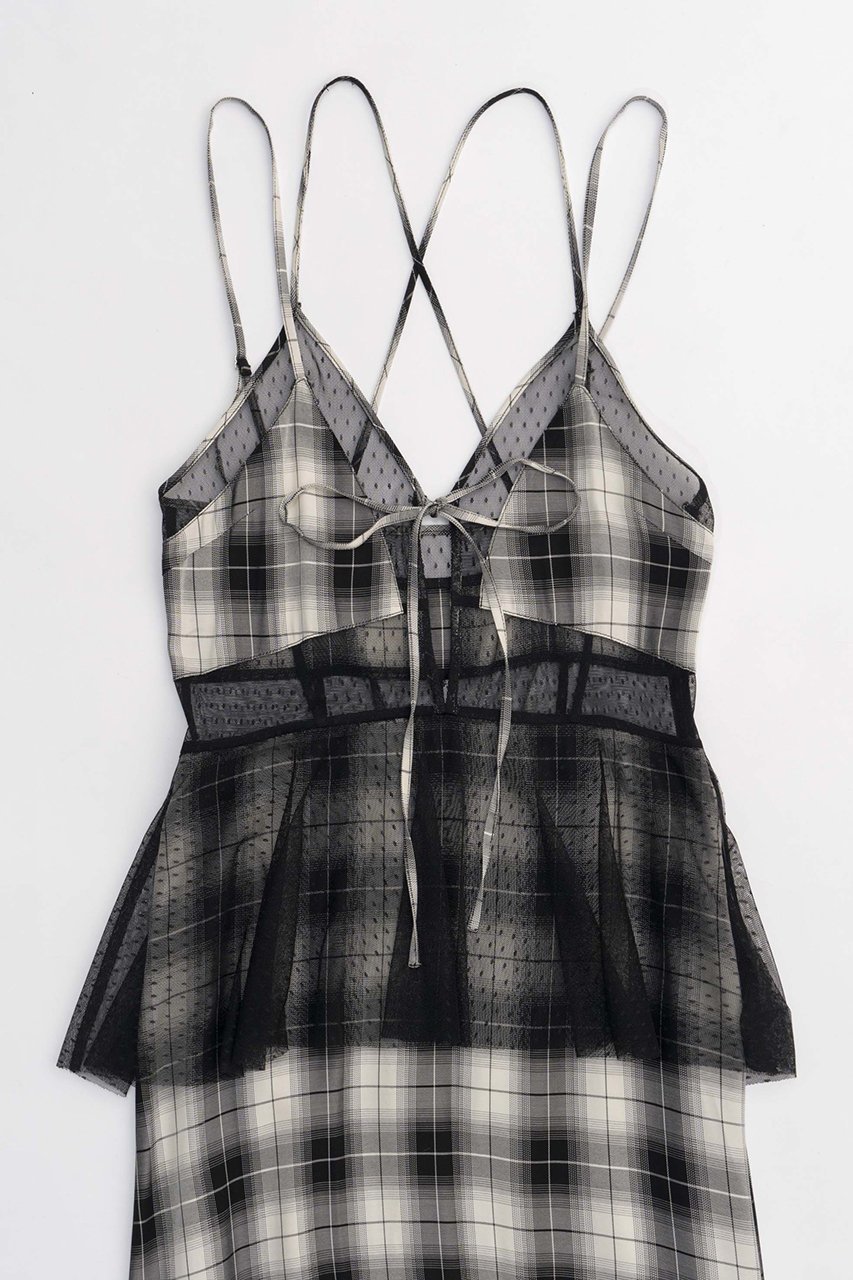 【メゾンスペシャル/MAISON SPECIAL】のCheck Pattern Tulle One-piece Dress/チェックチュールティアードワンピース 人気、トレンドファッション・服の通販 founy(ファニー) 　ファッション　Fashion　レディースファッション　Fashion for Women　ワンピース　Dresses　フォーマル・パーティードレス・結婚式用ドレス　Elegant & Casual Dresses　チュニック　Tunic Tops & Dresses　キャミワンピース　Cami Dress, Slip Dress　スポーティ　Sporty, Casual Athletic　チェック　Check, Plaid, Tartan　チュニック　Tunic, Long Top　チュール　Tulip, Tulip Motif　ロマンティック　Romantic, Feminine Style　ロング　Long, Long-Length　other-2|ID: prp329100003917323 ipo3291000000032898820