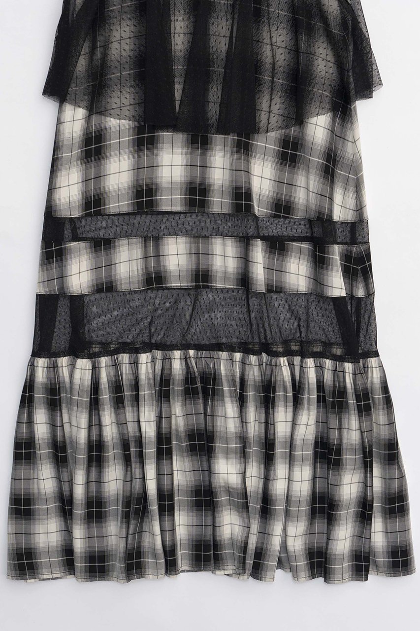 【メゾンスペシャル/MAISON SPECIAL】のCheck Pattern Tulle One-piece Dress/チェックチュールティアードワンピース 人気、トレンドファッション・服の通販 founy(ファニー) 　ファッション　Fashion　レディースファッション　Fashion for Women　ワンピース　Dresses　フォーマル・パーティードレス・結婚式用ドレス　Elegant & Casual Dresses　チュニック　Tunic Tops & Dresses　キャミワンピース　Cami Dress, Slip Dress　スポーティ　Sporty, Casual Athletic　チェック　Check, Plaid, Tartan　チュニック　Tunic, Long Top　チュール　Tulip, Tulip Motif　ロマンティック　Romantic, Feminine Style　ロング　Long, Long-Length　other-6|ID: prp329100003917323 ipo3291000000032898837