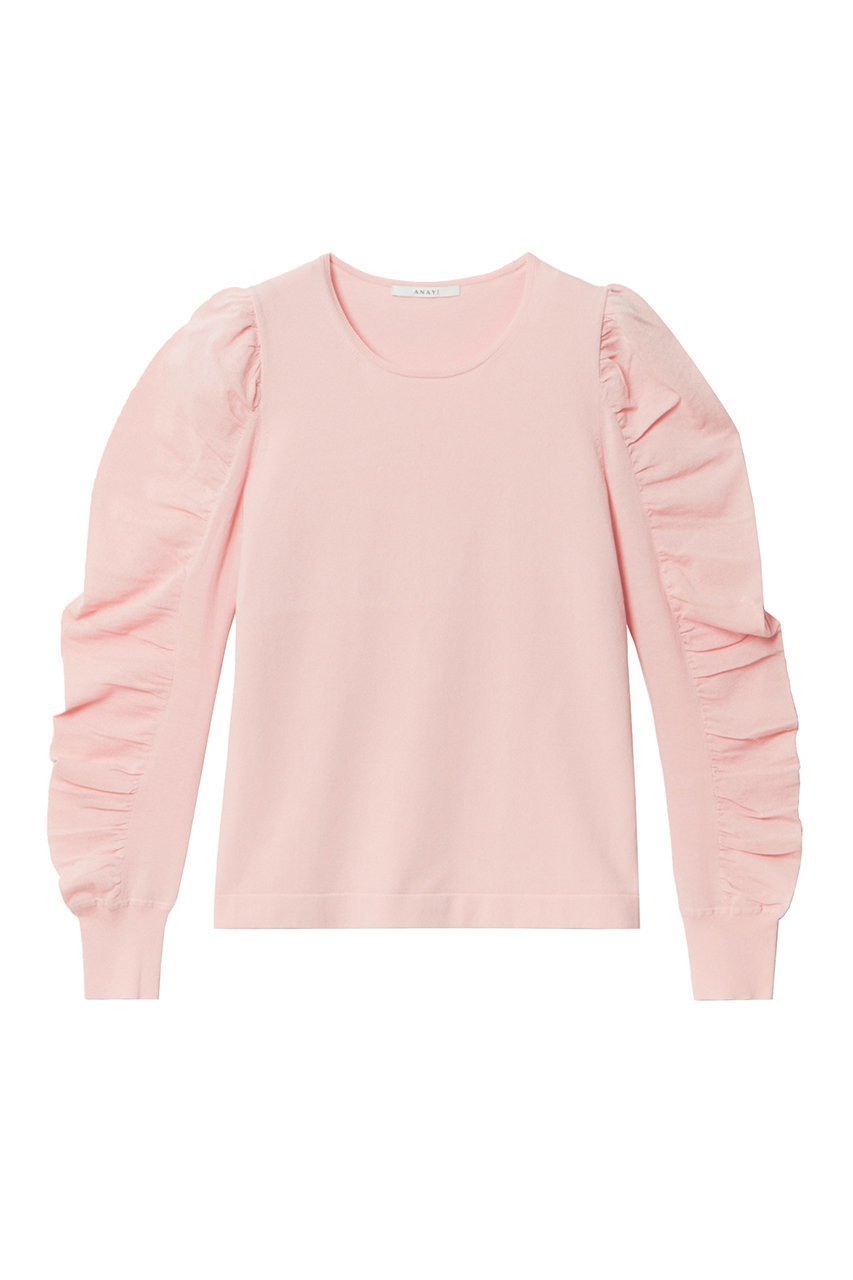 【アナイ/ANAYI】のシアーギャザースリーブプルオーバー インテリア・キッズ・メンズ・レディースファッション・服の通販 founy(ファニー) 　ファッション　Fashion　レディースファッション　Fashion for Women　トップス・カットソー　Cut & Sew Tops　ニット　Knit Tops & Sweaters　カジュアルプルオーバー・ニットトップス　Pullovers & Knit Tops / Casual Pullovers　ギャザー　Gathered, Ruffled　コンパクト　Compact, Small Size　シアー　Sheer, See-Through　ストレッチ　Stretch, Stretchy Fabric　スリーブ　Sleeve, Long Sleeve / Short Sleeve　ボトム　Bottoms, Lower Wear　再入荷　Restock / Back in Stock　ピンク|ID: prp329100003918583 ipo3291000000035054659