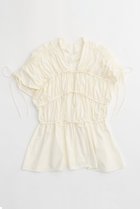 【メゾンスペシャル/MAISON SPECIAL】のMulti Fabric Shirring Ribbon Blouse/マルチファブリックシャーリングリボンブラウス 人気、トレンドファッション・服の通販 founy(ファニー) ファッション Fashion レディースファッション WOMEN トップス・カットソー Tops/Tshirt シャツ/ブラウス Shirts/Blouses おすすめ Recommend シャーリング Shirring ショート Short スポーティ Sporty スリーブ Sleeve トレンド Trend フォーマル Formal エレガント 上品 Elegant 再入荷 Restock/Back In Stock/Re Arrival thumbnail WHT(ホワイト)|ID: prp329100003921162 ipo3291000000025881588