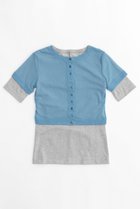 【メゾンスペシャル/MAISON SPECIAL】のTulle Cardigan Layered T-shirt/チュールカーディガンレイヤードTシャツ BLU(ブルー)|ID:prp329100003921175