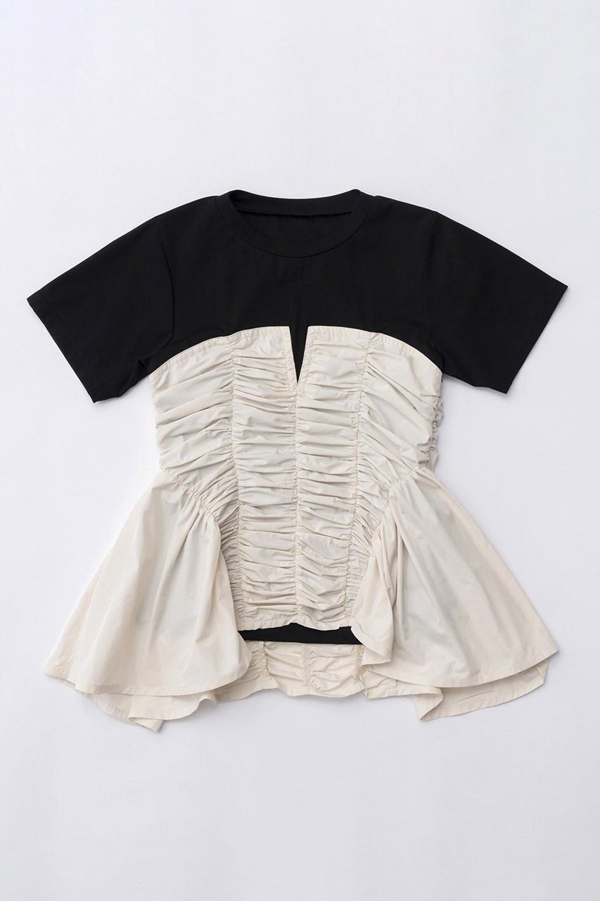 【メゾンスペシャル/MAISON SPECIAL】のTaffeta Peplum T-shirt/タフタペプラムTシャツ 人気、トレンドファッション・服の通販 founy(ファニー) 　ファッション　Fashion　レディースファッション　WOMEN　トップス・カットソー　Tops/Tshirt　シャツ/ブラウス　Shirts/Blouses　ロング / Tシャツ　T-Shirts　カットソー　Cut and Sewn　コンビ　Combination　シェイプ　Shape　ショート　Short　スリーブ　Sleeve　タフタ　Taffeta　ドッキング　Docking　ペプラム　Peplum　エレガント 上品　Elegant　再入荷　Restock/Back In Stock/Re Arrival　 other-1|ID: prp329100003921179 ipo3291000000026260950