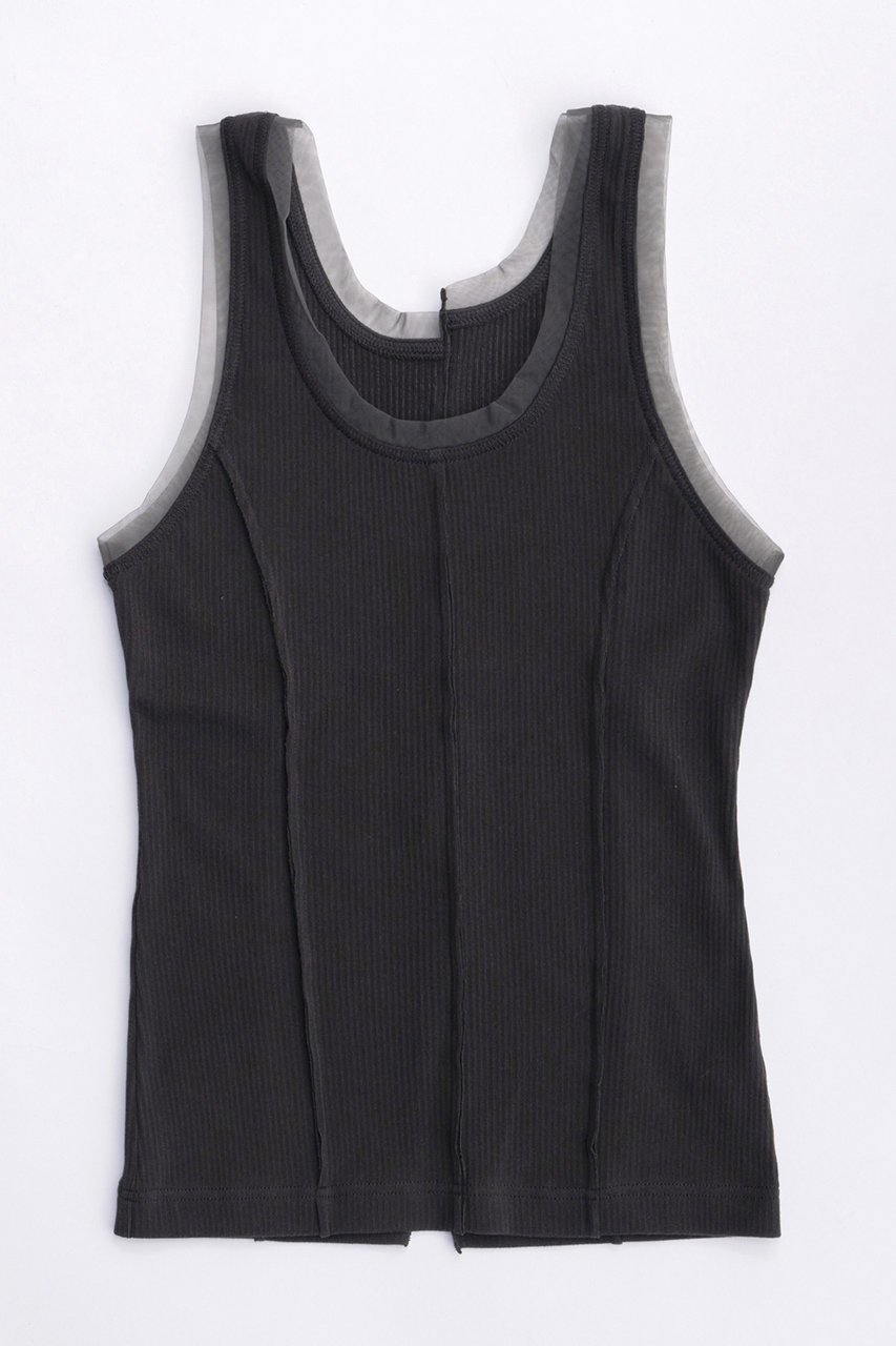 【メゾンスペシャル/MAISON SPECIAL】のTulle Piping 2way Tank Top/チュールパイピング2WAYタンクトップ インテリア・キッズ・メンズ・レディースファッション・服の通販 founy(ファニー) 　ファッション　Fashion　レディースファッション　WOMEN　トップス・カットソー　Tops/Tshirt　キャミソール / ノースリーブ　No Sleeves　シャツ/ブラウス　Shirts/Blouses　ロング / Tシャツ　T-Shirts　カットソー　Cut and Sewn　キャミソール　Camisole　スリット　Slit　タンク　Tank　チュール　Tulle　パターン　Pattern　C.GRY(チャコールグレー)|ID: prp329100003921183 ipo3291000000025881675