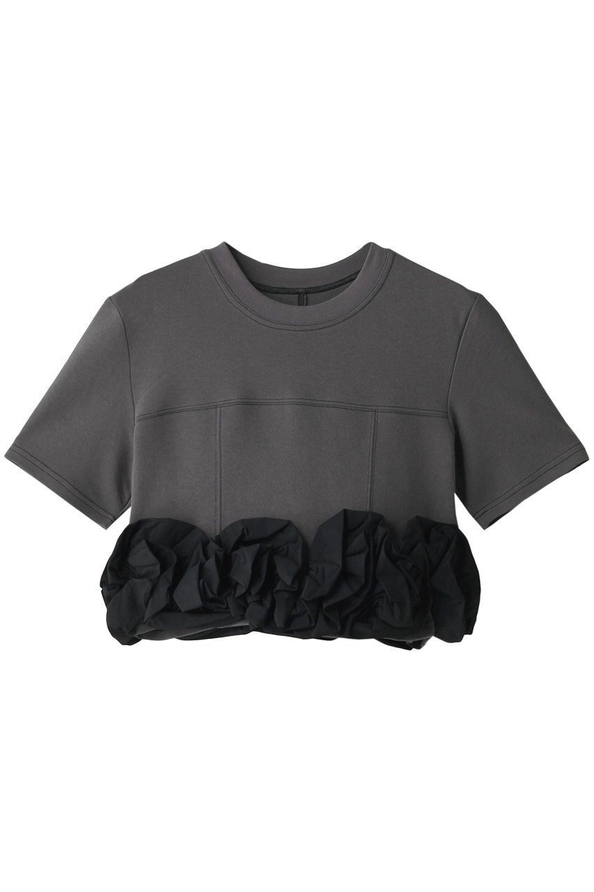 【メゾンスペシャル/MAISON SPECIAL】のFlower Motif T-shirt/フラワーモチーフTシャツ インテリア・キッズ・メンズ・レディースファッション・服の通販 founy(ファニー) 　ファッション　Fashion　レディースファッション　Fashion for Women　トップス・カットソー　Cut & Sew Tops　シャツ・ブラウス・オフィスカジュアル　Elegant Blouses & Button-Ups　ロングTシャツ・Tシャツ　Longline T-Shirts & Tees　カットソー・ベーシックTシャツ　Cut-and-Sewn Tops / Stretch Tees & Basics　花柄・フラワープリント・モチーフ　Floral Prints & Motifs / Flower Pattern Tops　カットソー　Cut and Sewn Top　コンパクト　Compact, Small Size　ショート　Short, Short Length　スリーブ　Sleeve, Long Sleeve / Short Sleeve　タフタ　Taffeta, Structured Fabric　チュール　Tulip, Tulip Motif　フラワー　Flower, Floral　モチーフ　Motif, Design Theme　エレガント 上品　Elegant　夏　Summer　GRY(グレー)|ID: prp329100003921186 ipo3291000000036665964