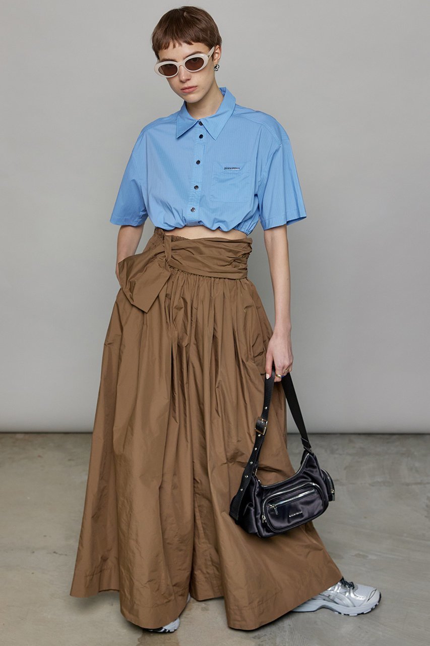 【メゾンスペシャル/MAISON SPECIAL】のStripe Drawstring Short Length Shirt/ストライプドローストリングショートシャツ 人気、トレンドファッション・服の通販 founy(ファニー) 　ファッション　Fashion　レディースファッション　Fashion for Women　トップス・カットソー　Cut & Sew Tops　シャツ・ブラウス・オフィスカジュアル　Elegant Blouses & Button-Ups　ショート　Short, Short Length　スリーブ　Sleeve, Long Sleeve / Short Sleeve　トレンド　Trend, Trending Now　バランス　Balance, Style Balance　プレート　Plate, Dish　ボトム　Bottoms, Lower Wear　ポケット　Pocket, Pocket Detail　メタル　Metal, Metal Parts　エレガント 上品　Elegant　夏　Summer　other-6|ID: prp329100003921194 ipo3291000000032911028