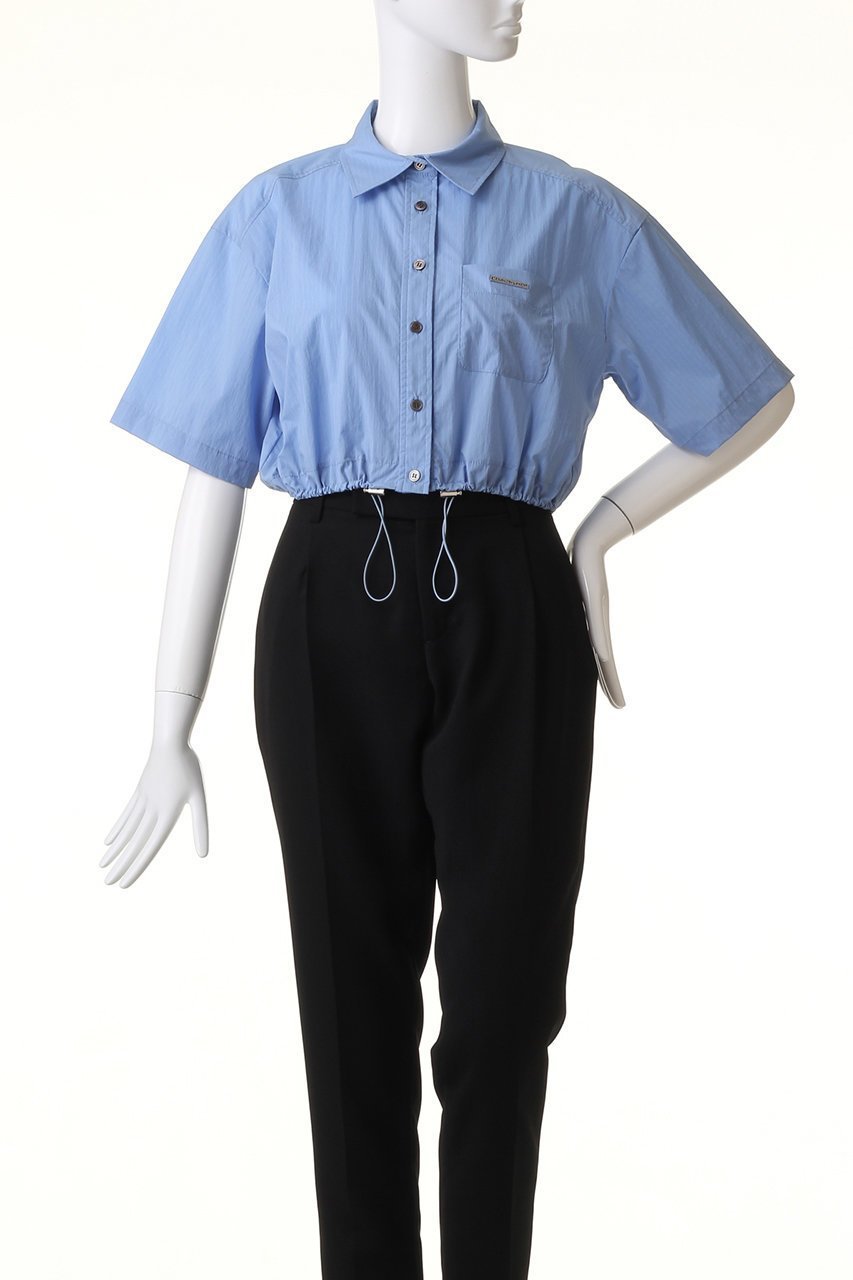 【メゾンスペシャル/MAISON SPECIAL】のStripe Drawstring Short Length Shirt/ストライプドローストリングショートシャツ 人気、トレンドファッション・服の通販 founy(ファニー) 　ファッション　Fashion　レディースファッション　Fashion for Women　トップス・カットソー　Cut & Sew Tops　シャツ・ブラウス・オフィスカジュアル　Elegant Blouses & Button-Ups　ショート　Short, Short Length　スリーブ　Sleeve, Long Sleeve / Short Sleeve　トレンド　Trend, Trending Now　バランス　Balance, Style Balance　プレート　Plate, Dish　ボトム　Bottoms, Lower Wear　ポケット　Pocket, Pocket Detail　メタル　Metal, Metal Parts　エレガント 上品　Elegant　夏　Summer　other-2|ID: prp329100003921194 ipo3291000000036748420