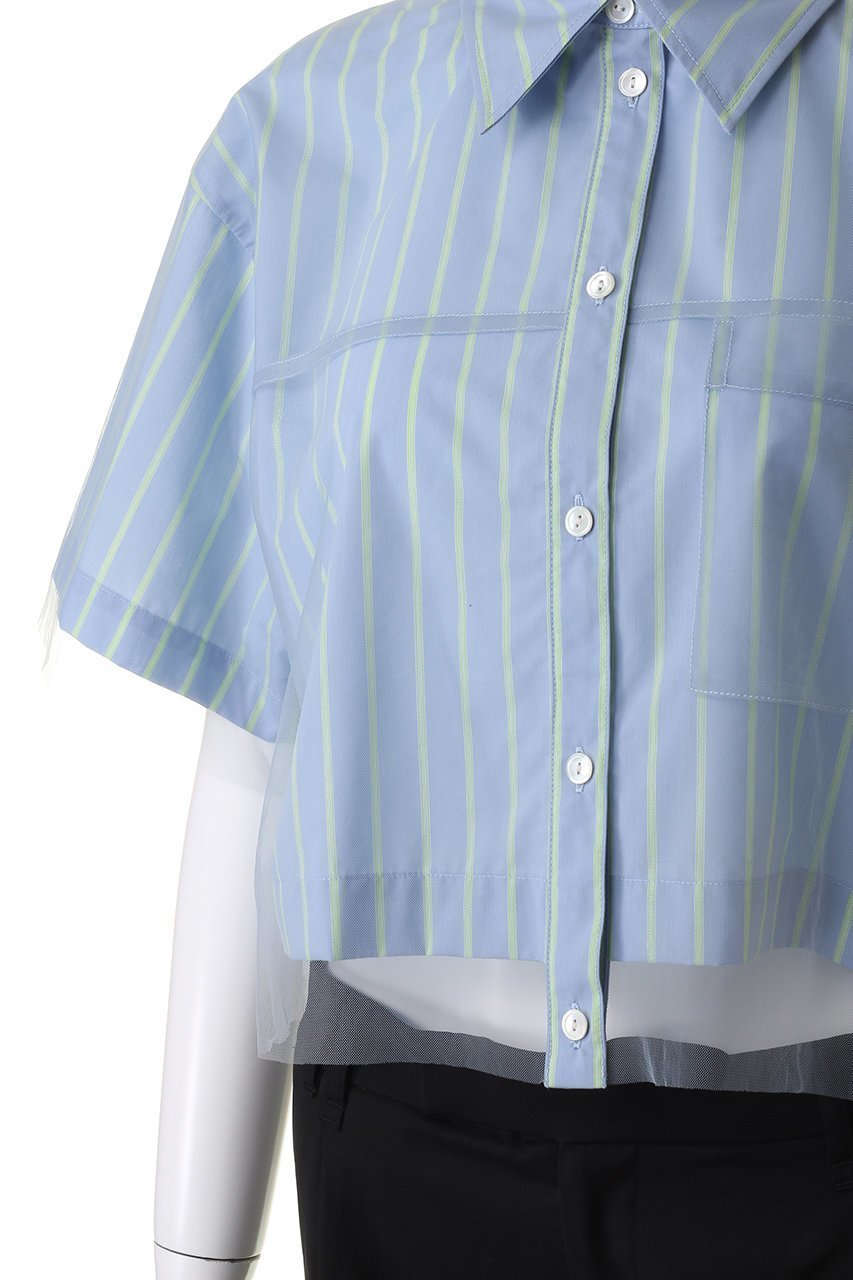 【メゾンスペシャル/MAISON SPECIAL】のSee-through Layered Tulle Shirt/シースルーレイヤードチュールシャツ 人気、トレンドファッション・服の通販 founy(ファニー) 　ファッション　Fashion　レディースファッション　WOMEN　トップス・カットソー　Tops/Tshirt　シャツ/ブラウス　Shirts/Blouses　シアー　Sheer　ショート　Short　ストライプ　Stripe　スリーブ　Sleeve　チュール　Tulle　エレガント 上品　Elegant　other-5|ID: prp329100003921195 ipo3291000000031462729
