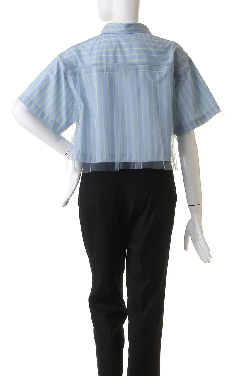 【メゾンスペシャル/MAISON SPECIAL】のSee-through Layered Tulle Shirt/シースルーレイヤードチュールシャツ 人気、トレンドファッション・服の通販 founy(ファニー) 　ファッション　Fashion　レディースファッション　Fashion for Women　トップス・カットソー　Cut & Sew Tops　シャツ・ブラウス・オフィスカジュアル　Elegant Blouses & Button-Ups　シアー　Sheer, See-Through　ショート　Short, Short Length　ストライプ　Stripe, Striped Pattern　スリーブ　Sleeve, Long Sleeve / Short Sleeve　チュール　Tulip, Tulip Motif　エレガント 上品　Elegant　other-4|ID: prp329100003921195 ipo3291000000032907077
