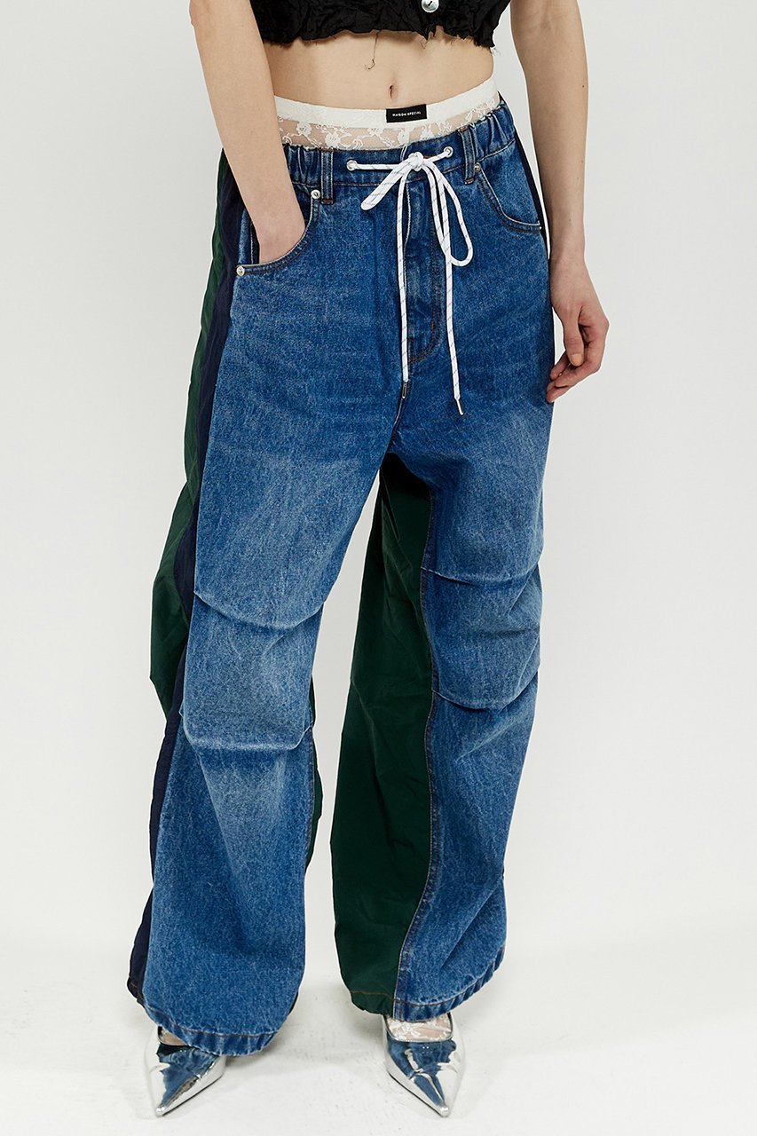 【メゾンスペシャル/MAISON SPECIAL】のDenim Track Pants/デニムトラックパンツ 人気、トレンドファッション・服の通販 founy(ファニー) 　ファッション　Fashion　レディースファッション　Fashion for Women　パンツ　Pants & Trousers　コンビ　Combo, Combination Style　タフタ　Taffeta, Structured Fabric　デニム　Denim, Jeans Material　ドッキング　Docking, Mixed Material　ドローコード　Drawcord, Drawstring Cord　リラックス　Relax, Relaxed Fit　ヴィンテージ　Vintage Style　other-8|ID: prp329100003921207 ipo3291000000036123404