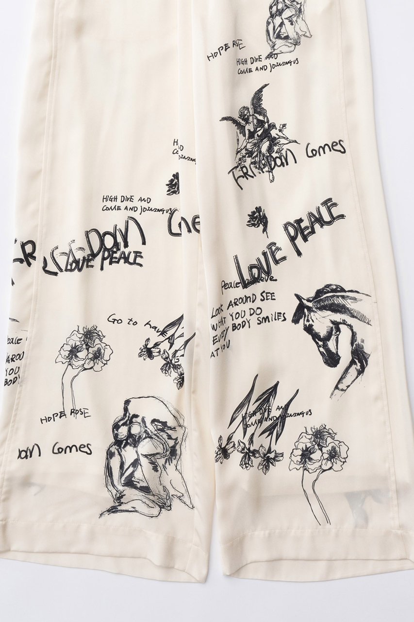 【メゾンスペシャル/MAISON SPECIAL】のDrawing Print Easy Pants/ドローイングプリントイージーパンツ 人気、トレンドファッション・服の通販 founy(ファニー) 　ファッション　Fashion　レディースファッション　Fashion for Women　パンツ　Pants & Trousers　おすすめ　Recommended / Our Picks　サテン　Satin, Glossy Fabric　セットアップ　Set-Up, Coordinated Outfit　ドレープ　Drape, Draping Fabric　プリント　Print, Printed Pattern　リラックス　Relax, Relaxed Fit　ワイド　Wide, Wide Fit　夏　Summer　other-3|ID: prp329100003921209 ipo3291000000032818921
