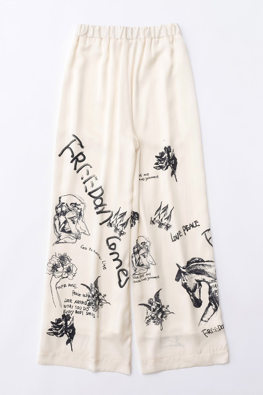 【メゾンスペシャル/MAISON SPECIAL】のDrawing Print Easy Pants/ドローイングプリントイージーパンツ 人気、トレンドファッション・服の通販 founy(ファニー) 　ファッション　Fashion　レディースファッション　Fashion for Women　パンツ　Pants & Trousers　おすすめ　Recommended / Our Picks　サテン　Satin, Glossy Fabric　セットアップ　Set-Up, Coordinated Outfit　ドレープ　Drape, Draping Fabric　プリント　Print, Printed Pattern　リラックス　Relax, Relaxed Fit　ワイド　Wide, Wide Fit　夏　Summer　other-4|ID: prp329100003921209 ipo3291000000032818922