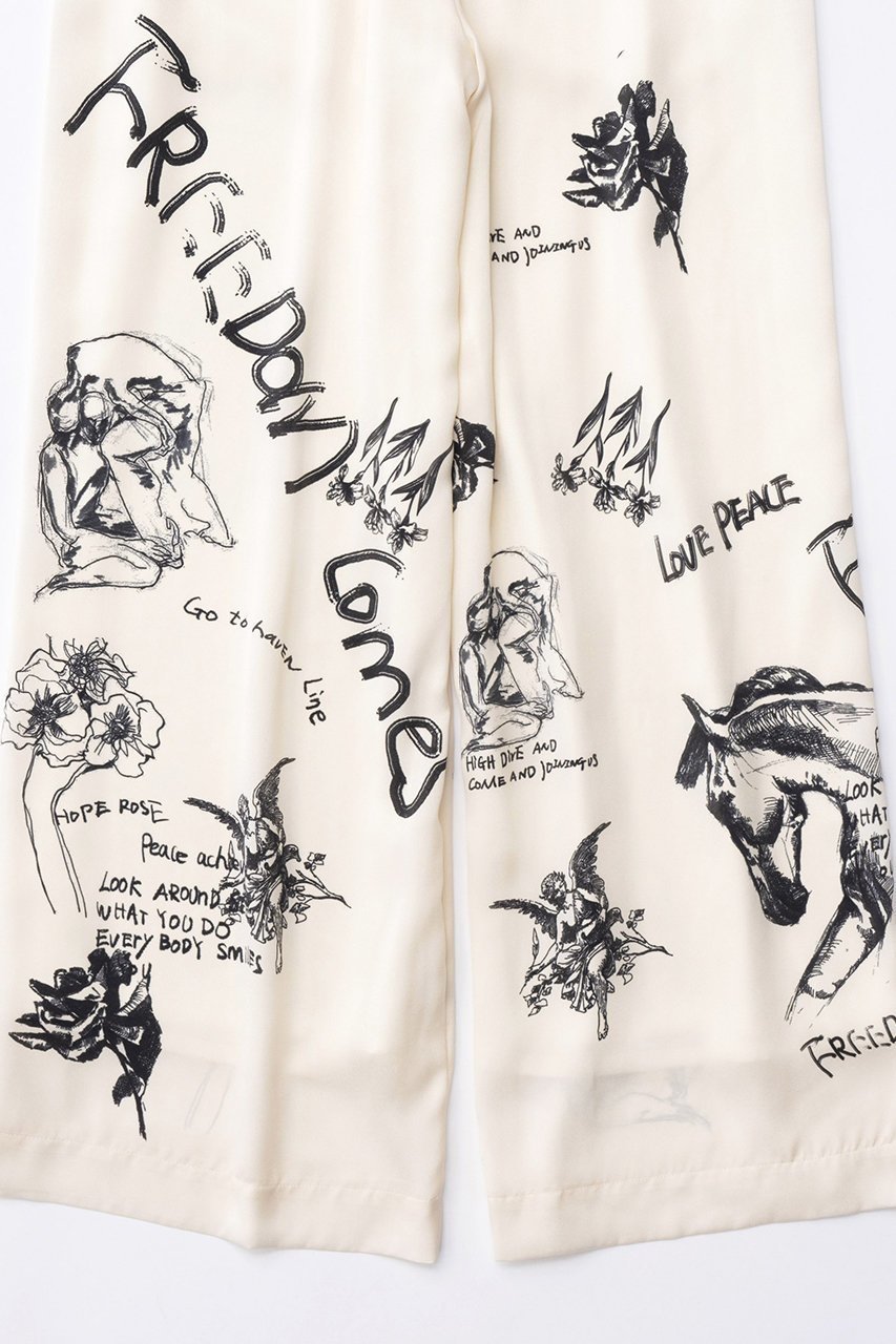 【メゾンスペシャル/MAISON SPECIAL】のDrawing Print Easy Pants/ドローイングプリントイージーパンツ 人気、トレンドファッション・服の通販 founy(ファニー) 　ファッション　Fashion　レディースファッション　Fashion for Women　パンツ　Pants & Trousers　おすすめ　Recommended / Our Picks　サテン　Satin, Glossy Fabric　セットアップ　Set-Up, Coordinated Outfit　ドレープ　Drape, Draping Fabric　プリント　Print, Printed Pattern　リラックス　Relax, Relaxed Fit　ワイド　Wide, Wide Fit　夏　Summer　other-6|ID: prp329100003921209 ipo3291000000032818924