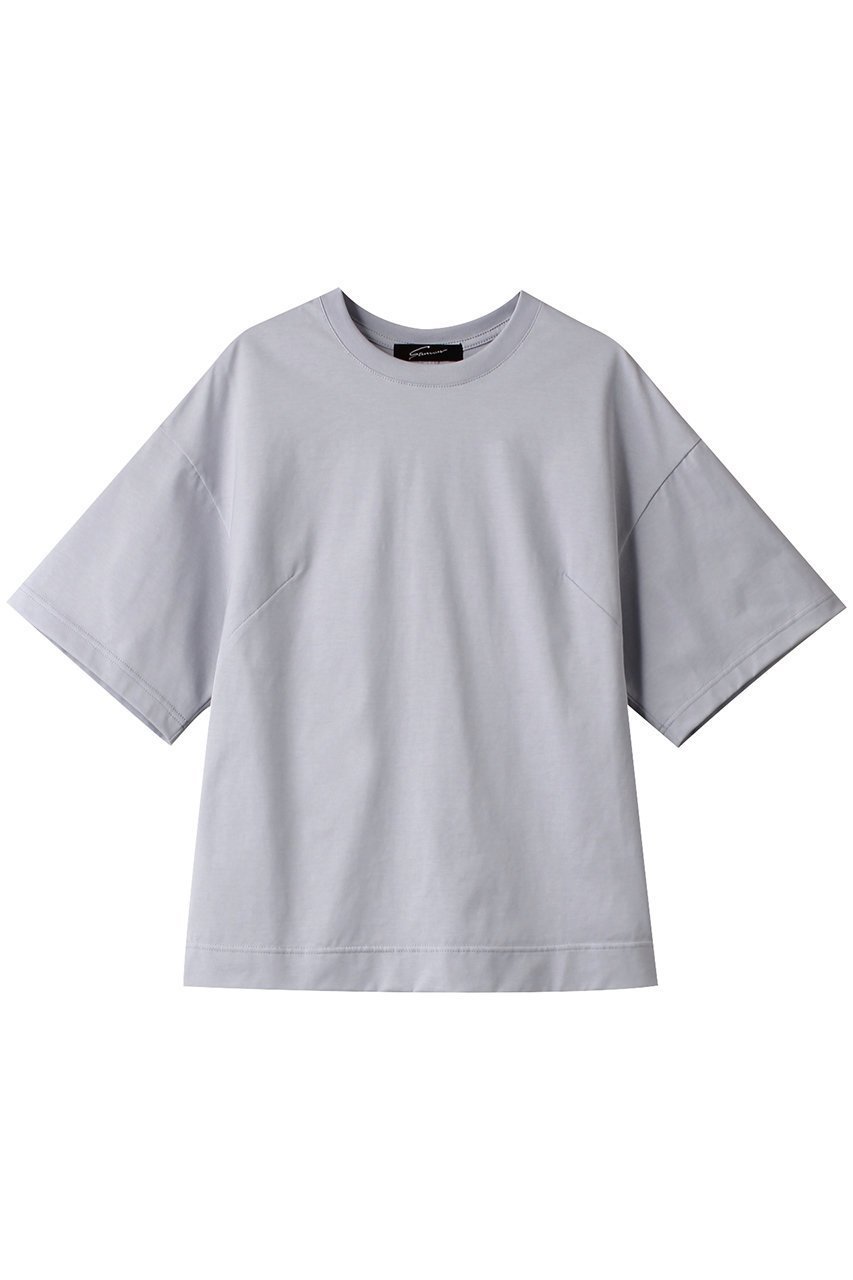 【スタニングルアー/STUNNING LURE】のウルティマコットンシェイプTシャツ インテリア・キッズ・メンズ・レディースファッション・服の通販 founy(ファニー) 　ファッション　Fashion　レディースファッション　Fashion for Women　トップス・カットソー　Cut & Sew Tops　シャツ・ブラウス・オフィスカジュアル　Elegant Blouses & Button-Ups　ロングTシャツ・Tシャツ　Longline T-Shirts & Tees　カットソー・ベーシックTシャツ　Cut-and-Sewn Tops / Stretch Tees & Basics　シェイプ　Shape, Slim Fit　ショート　Short, Short Length　スリット　Slit, Slit Detail　スリーブ　Sleeve, Long Sleeve / Short Sleeve　ライトブルー|ID: prp329100003921241 ipo3291000000032933201